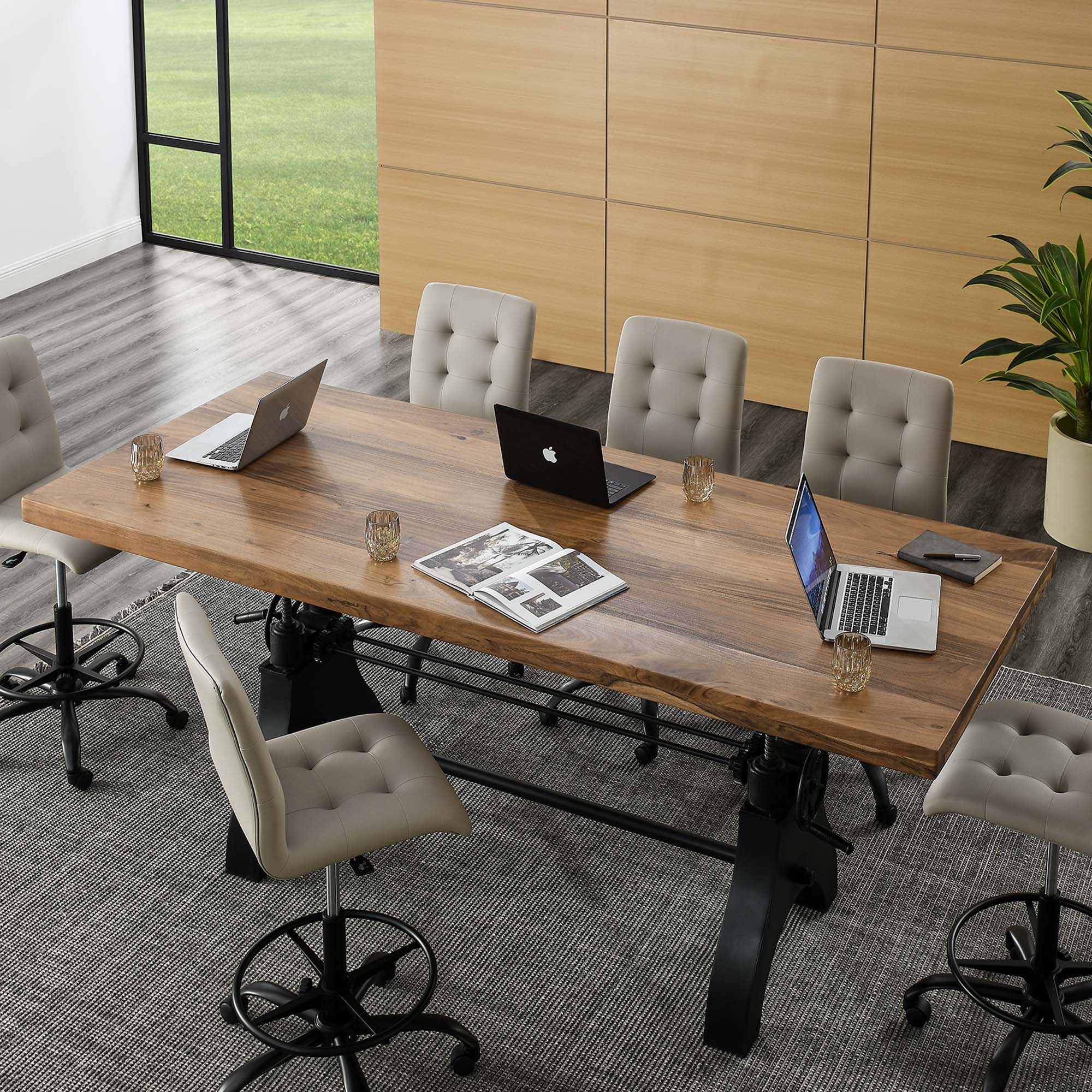 Modway Genuine 96" Crank Adjustable Height Dining and Conference Table
