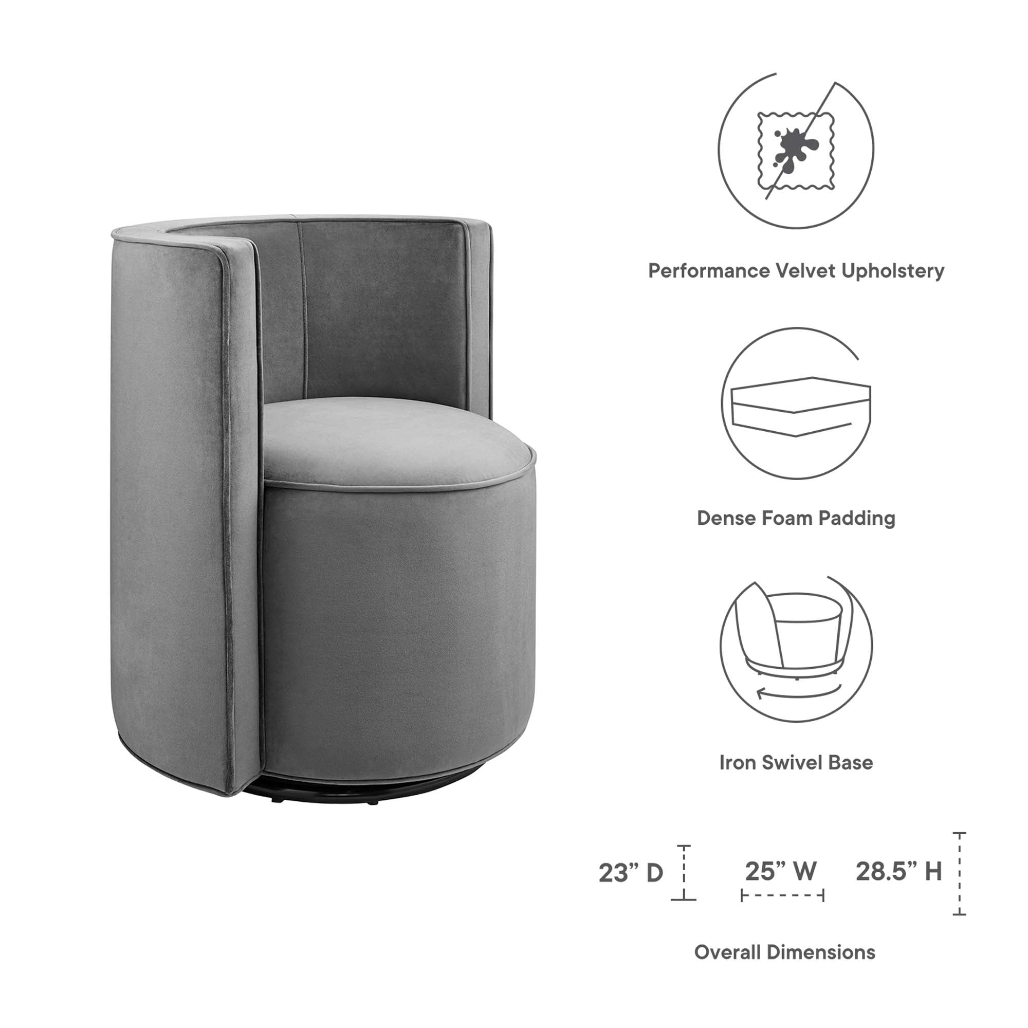 Modway Della Performance Velvet Fabric Swivel Chair