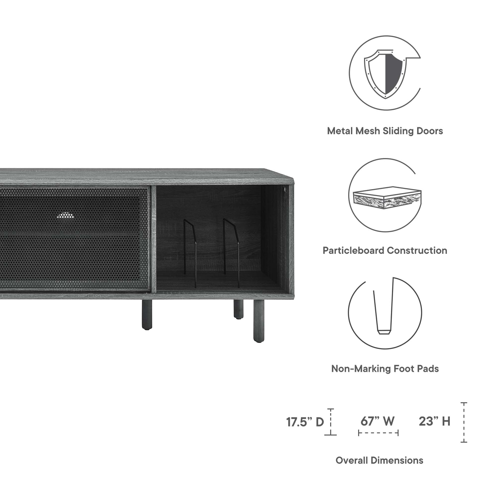 Modway Kurtis 67" TV and Vinyl Record Stand