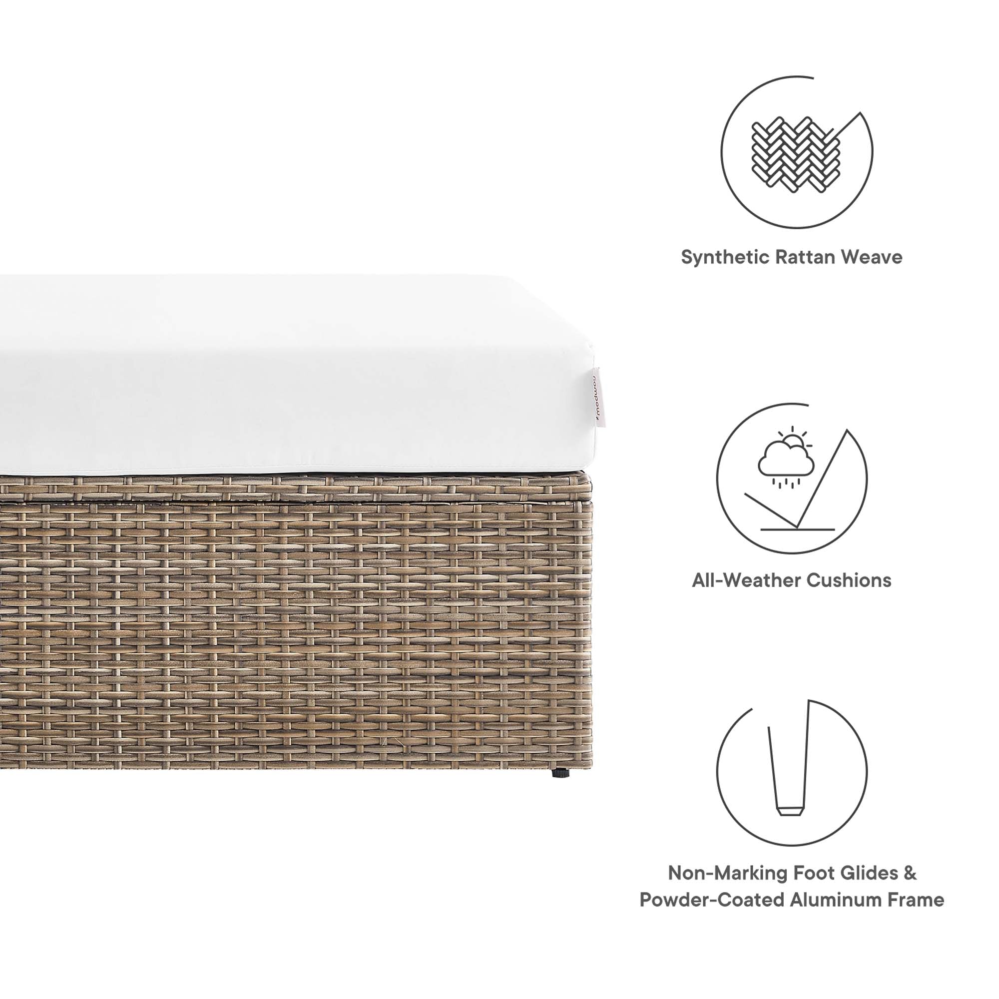 Modway Convene Outdoor Patio Rectangle Ottoman