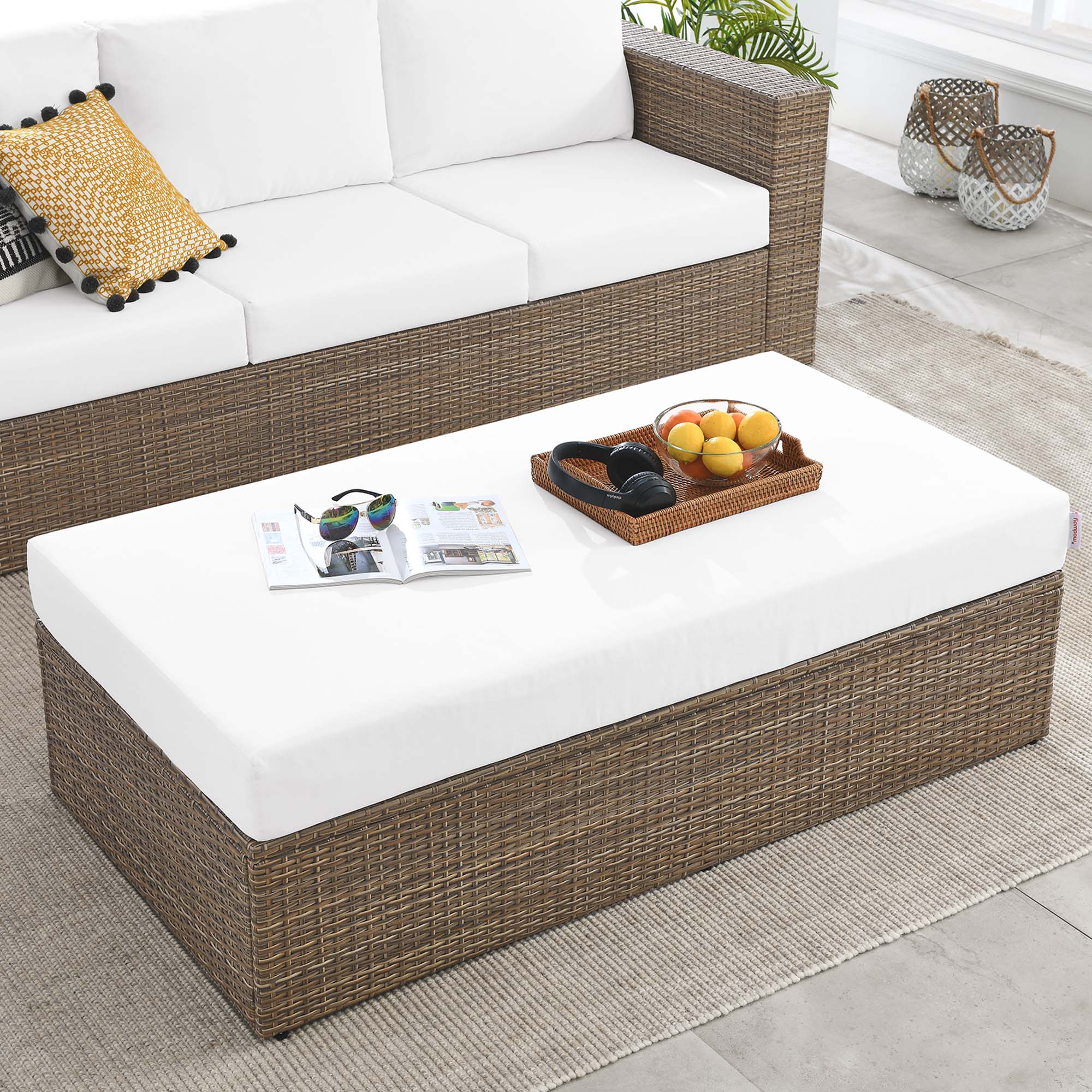 Modway Convene Outdoor Patio Rectangle Ottoman