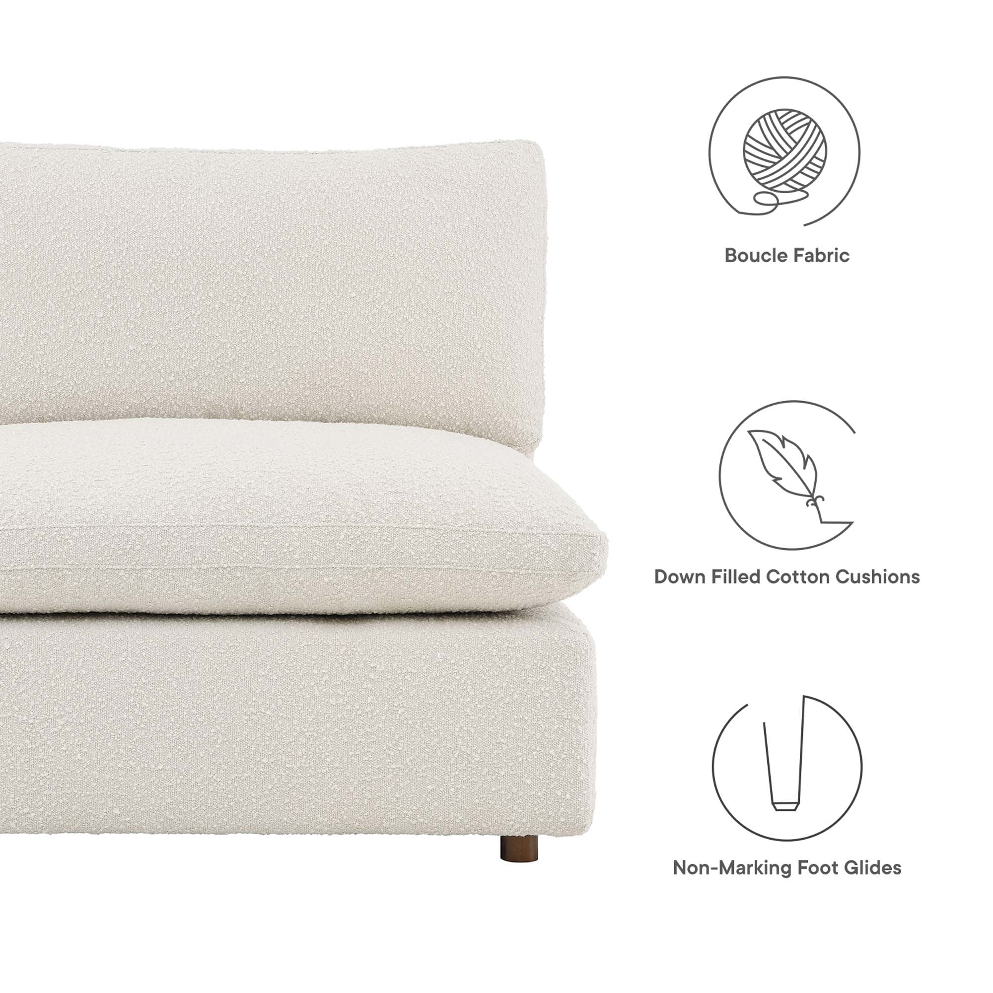 Modway Commix Down Filled Overstuffed Boucle Fabric Armless Chair