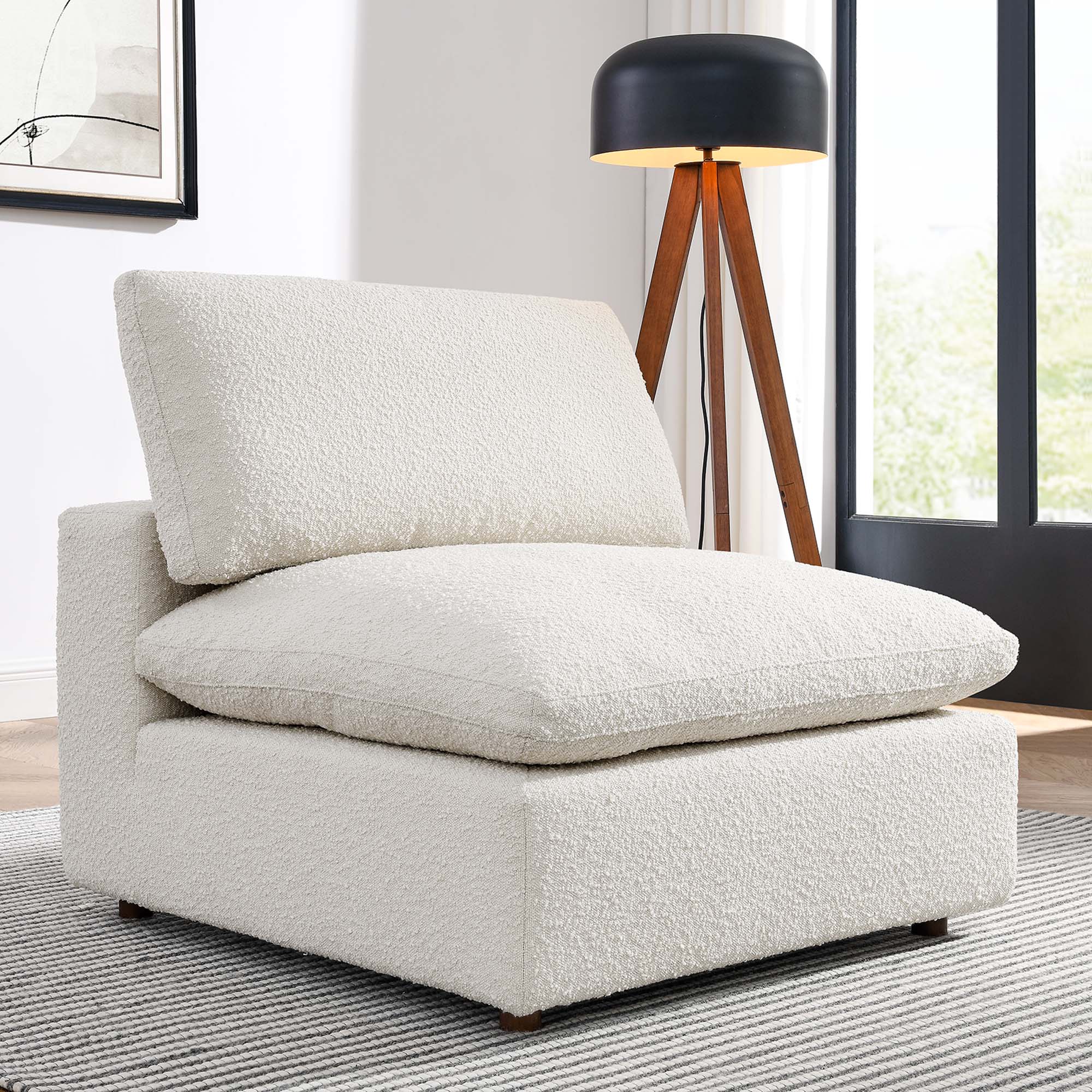 Modway Commix Down Filled Overstuffed Boucle Fabric Armless Chair