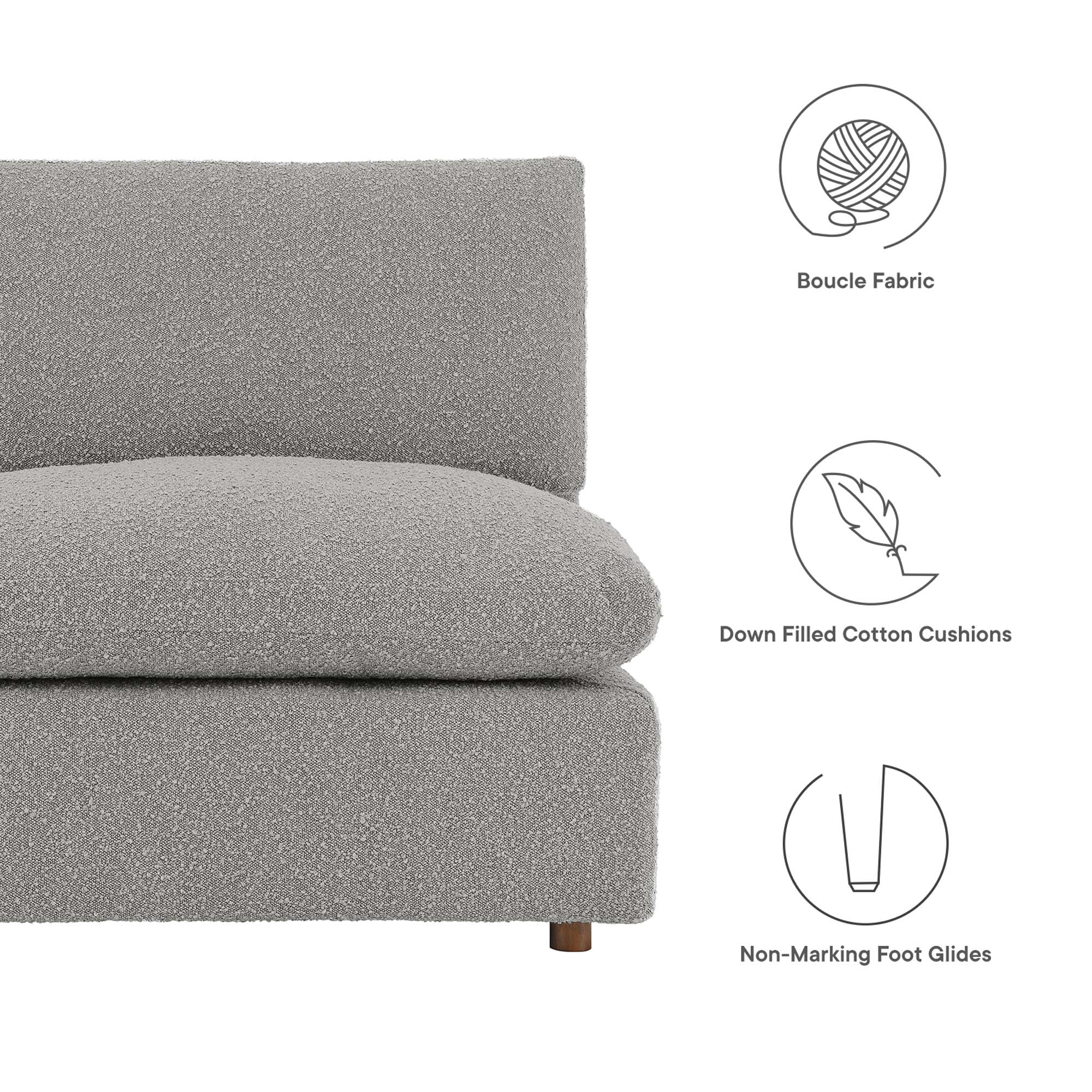 Modway Commix Down Filled Overstuffed Boucle Fabric Armless Chair
