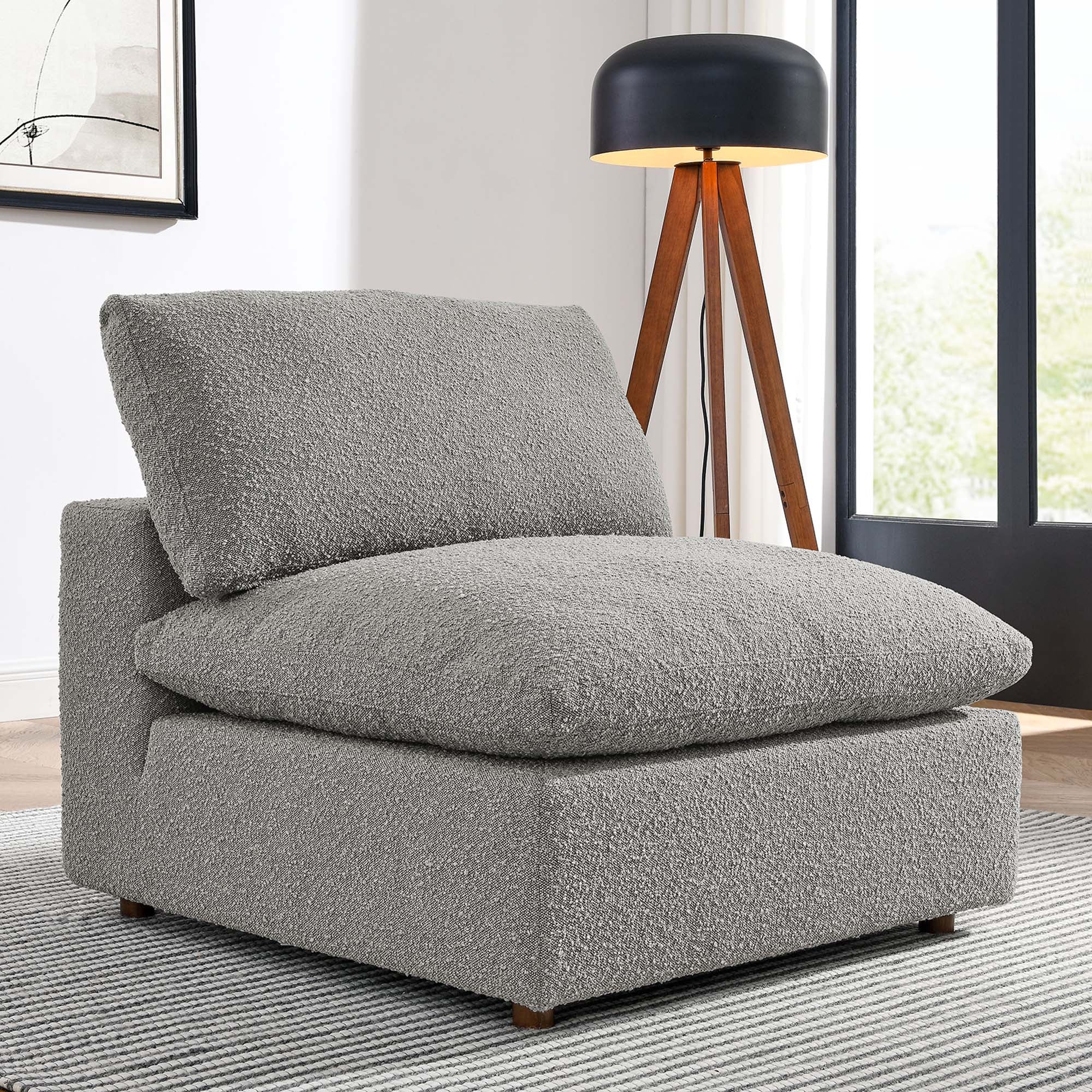 Modway Commix Down Filled Overstuffed Boucle Fabric Armless Chair