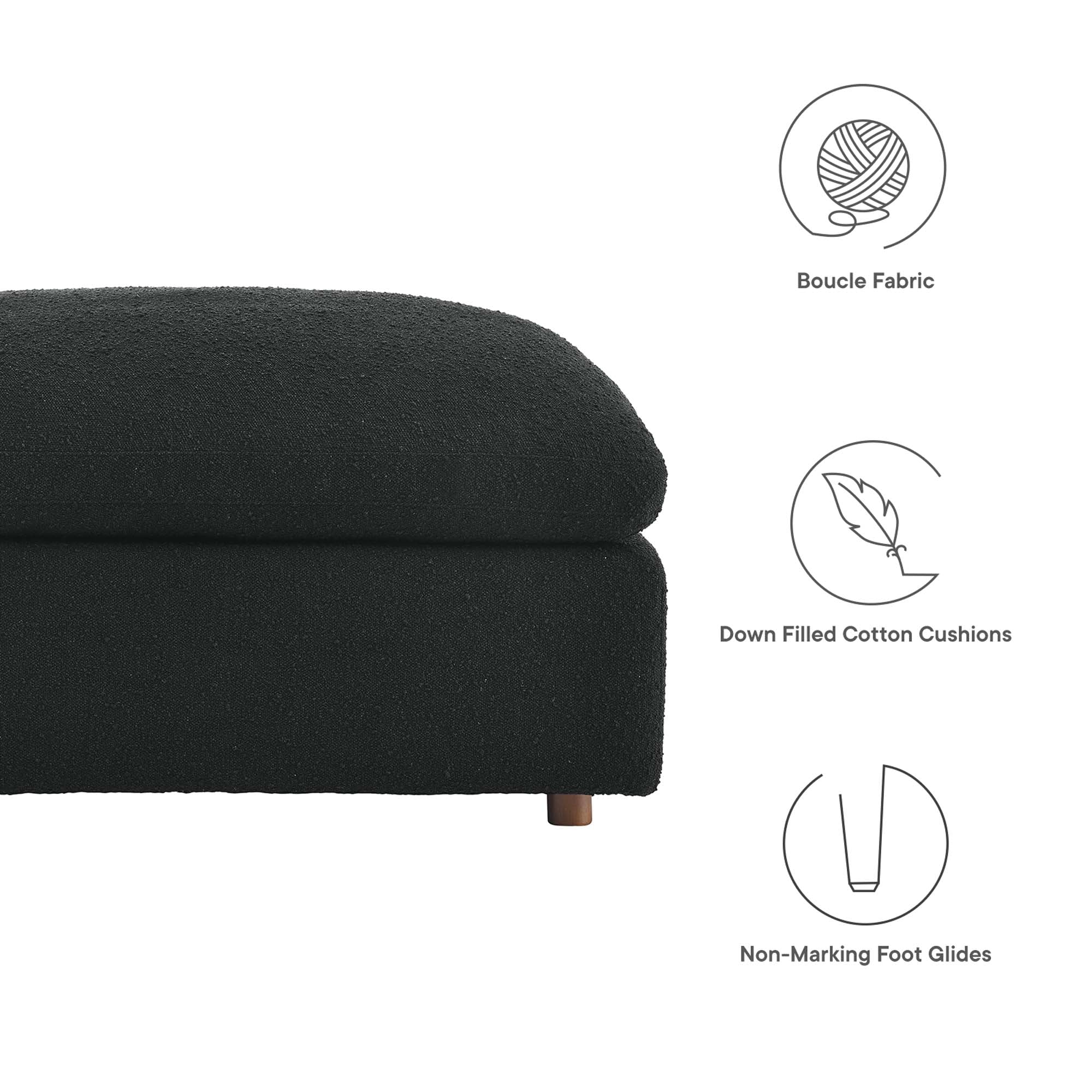 Modway Commix Down Filled Overstuffed Boucle Fabric Ottoman
