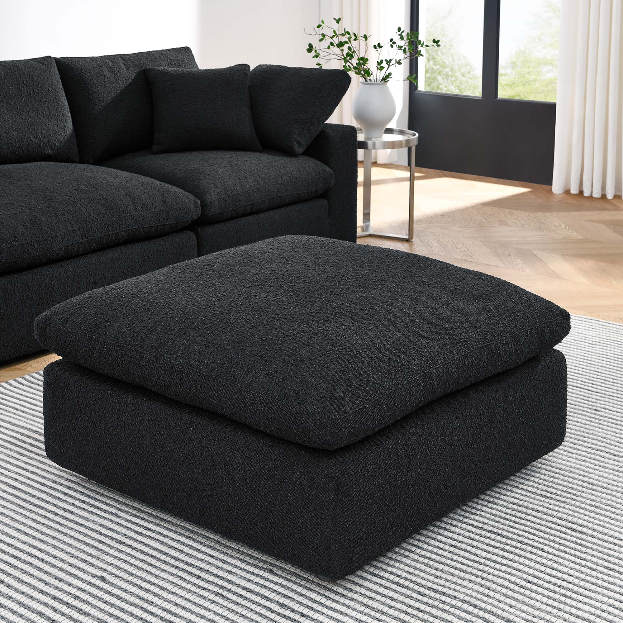 Modway Commix Down Filled Overstuffed Boucle Fabric Ottoman