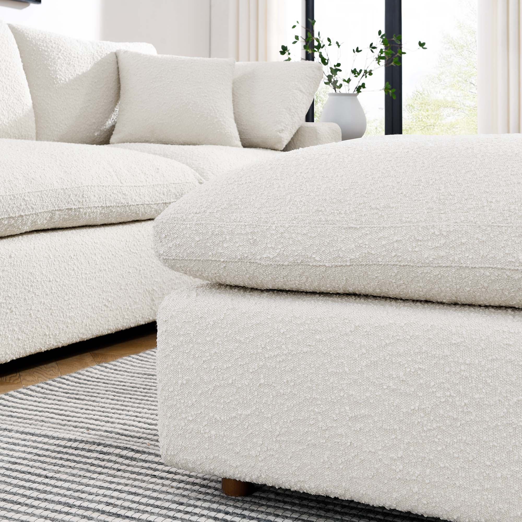 Modway Commix Down Filled Overstuffed Boucle Fabric Ottoman