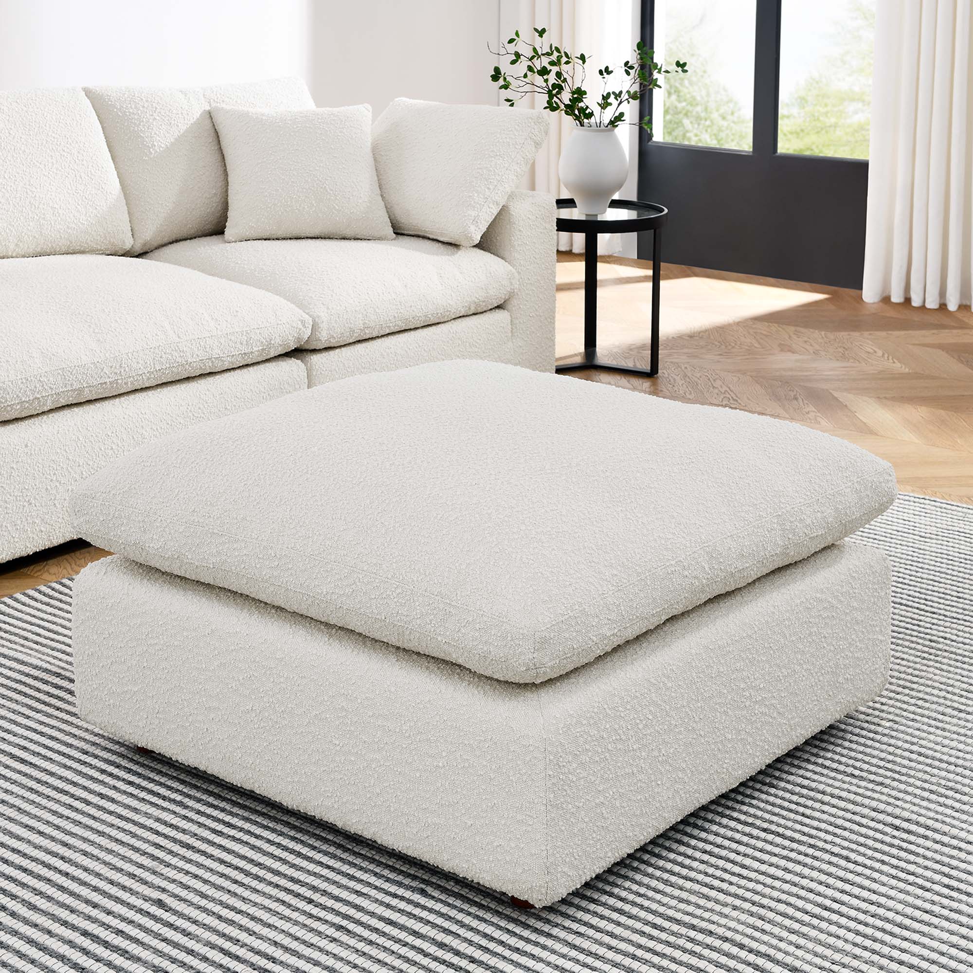 Modway Commix Down Filled Overstuffed Boucle Fabric Ottoman
