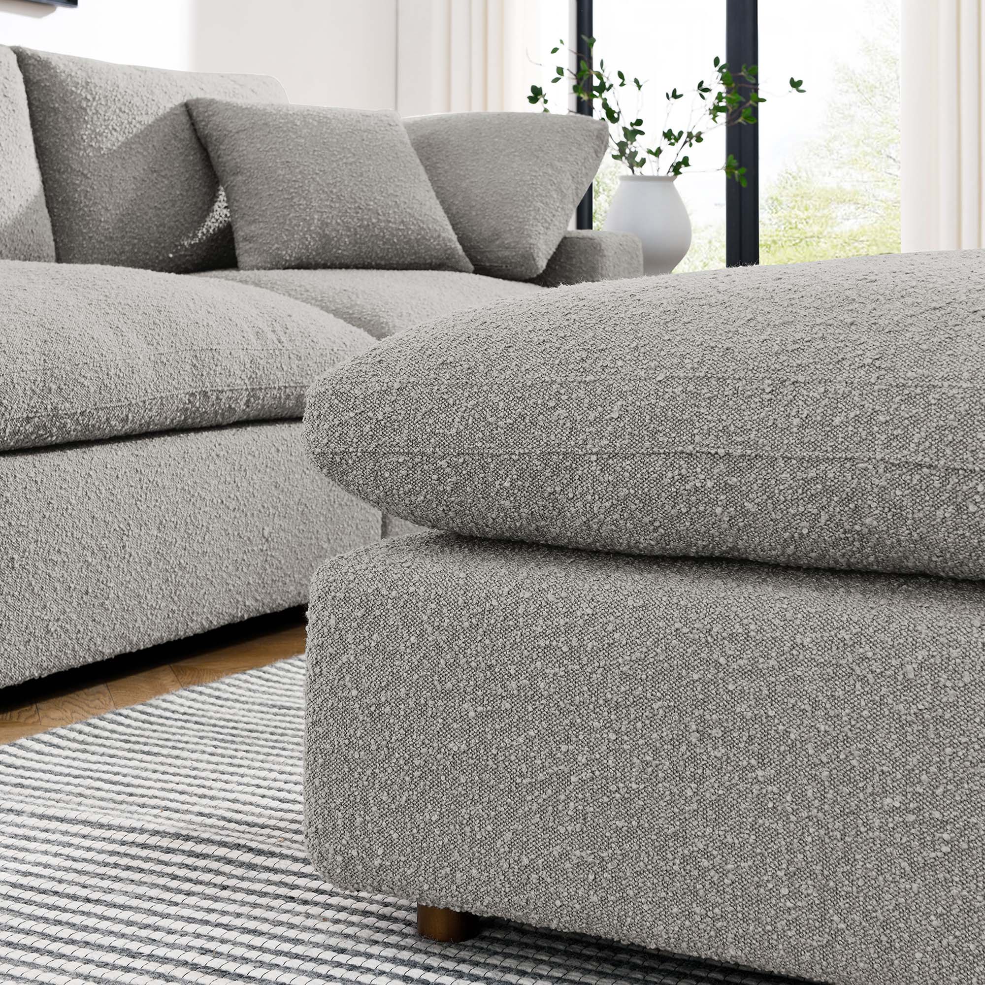 Modway Commix Down Filled Overstuffed Boucle Fabric Ottoman