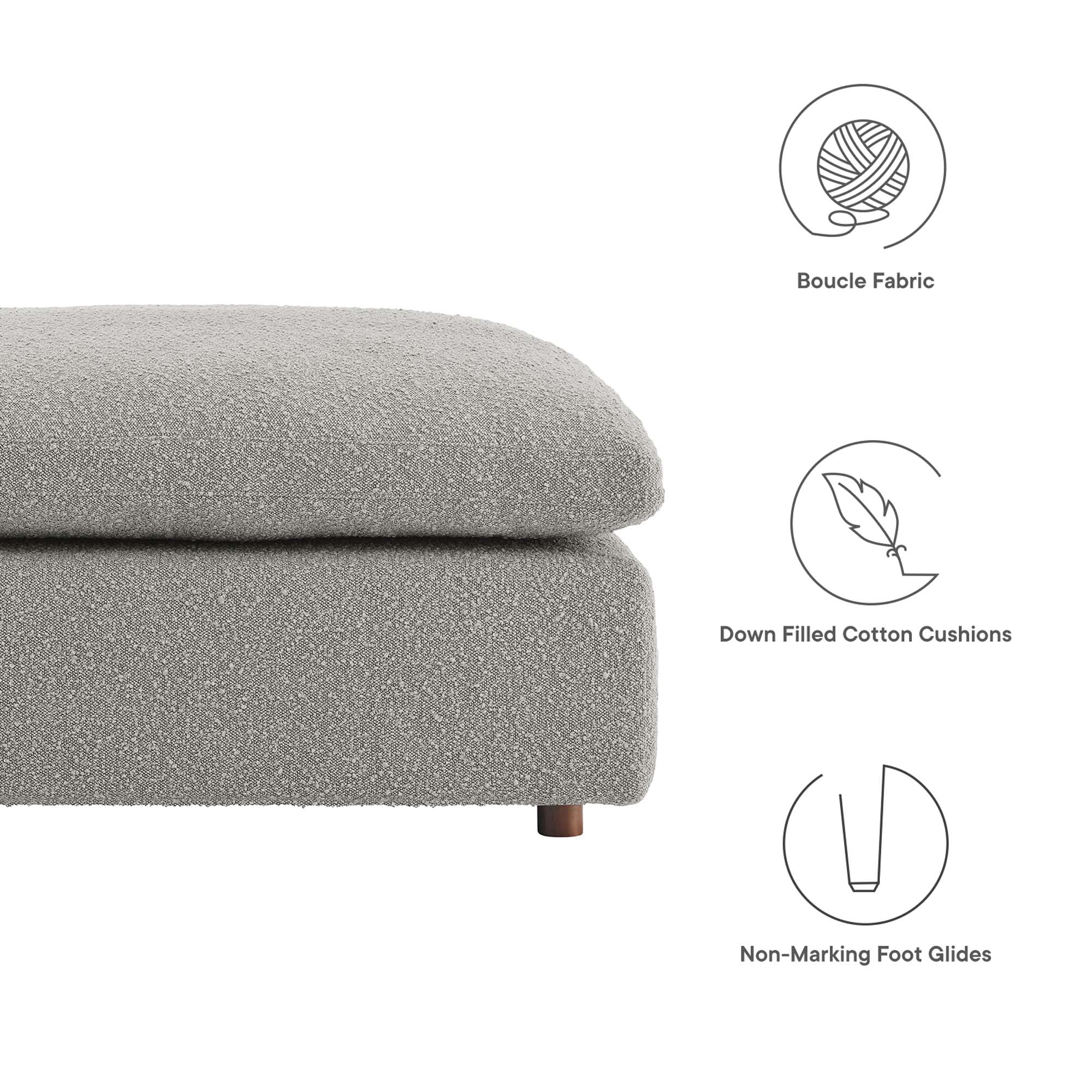 Modway Commix Down Filled Overstuffed Boucle Fabric Ottoman