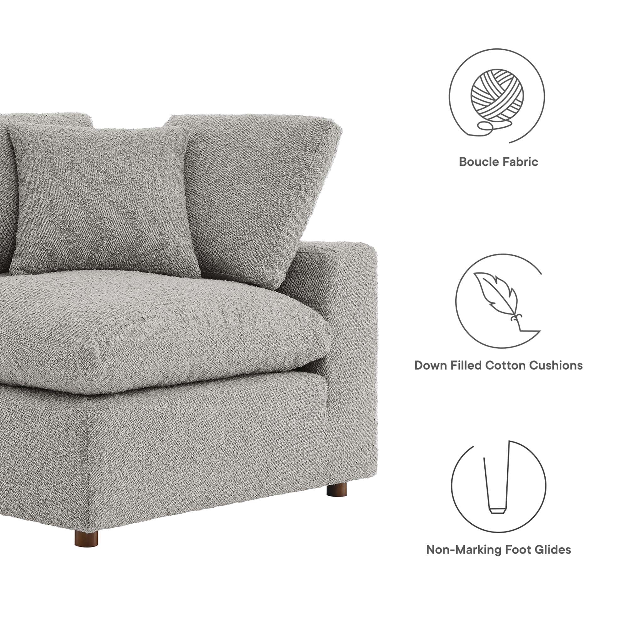 Modway Commix Down Filled Overstuffed Boucle Fabric Corner Chair