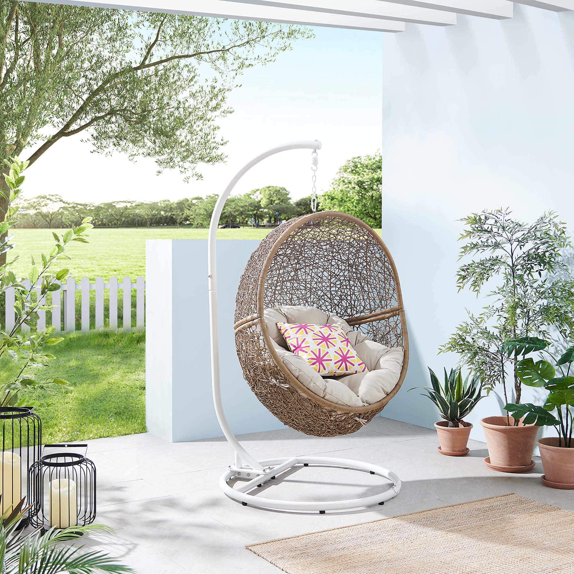 Modway Encase Outdoor Patio Rattan Swing Chair