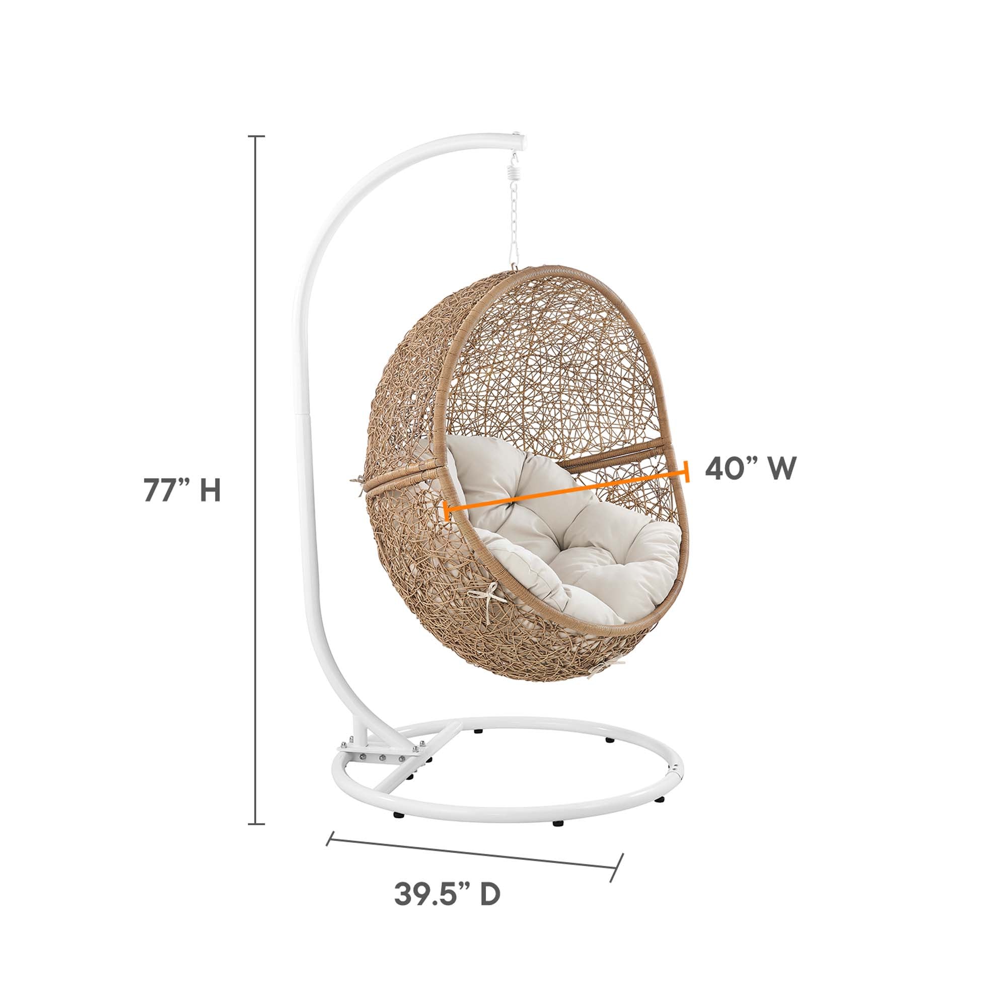 Modway Encase Outdoor Patio Rattan Swing Chair