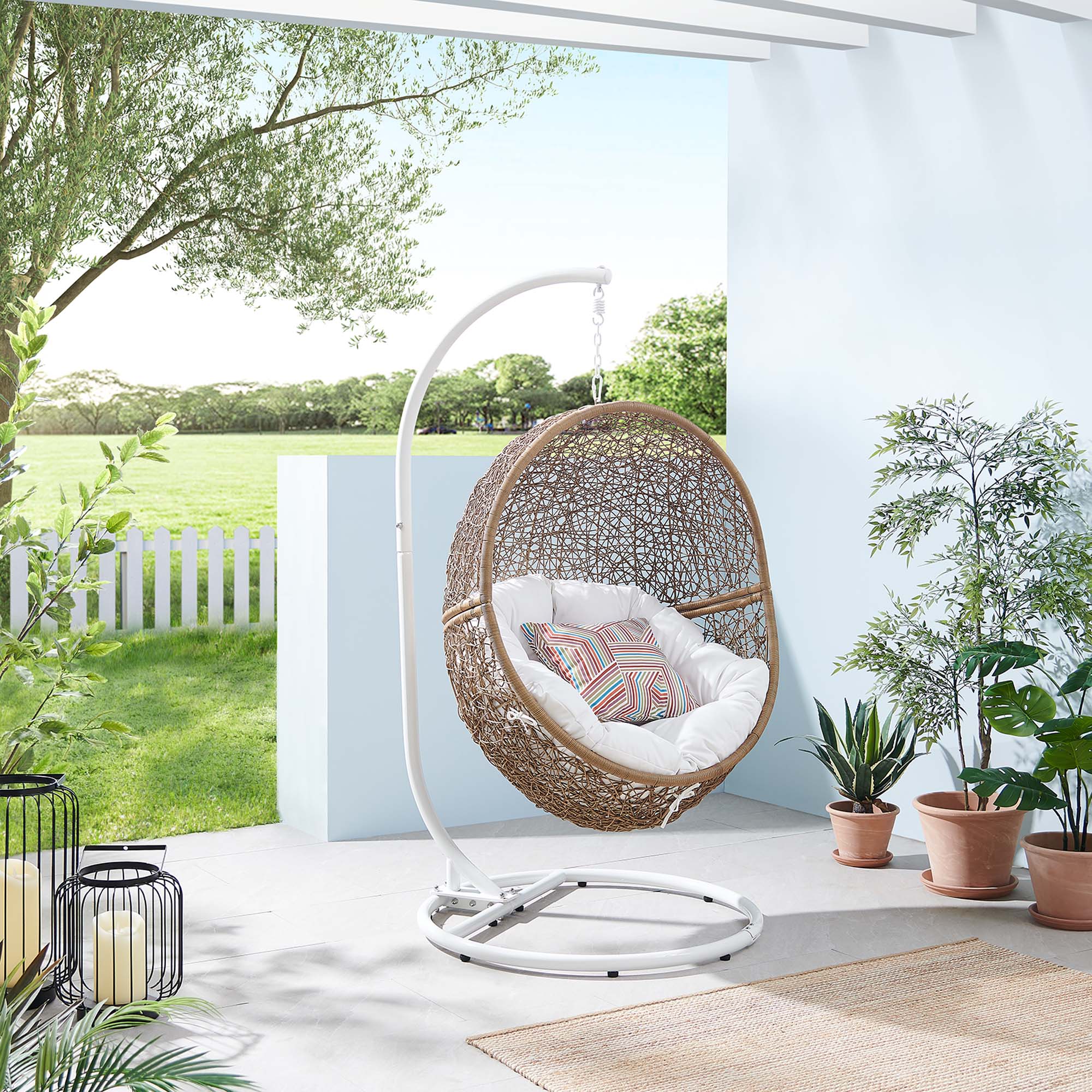 Modway Encase Outdoor Patio Rattan Swing Chair