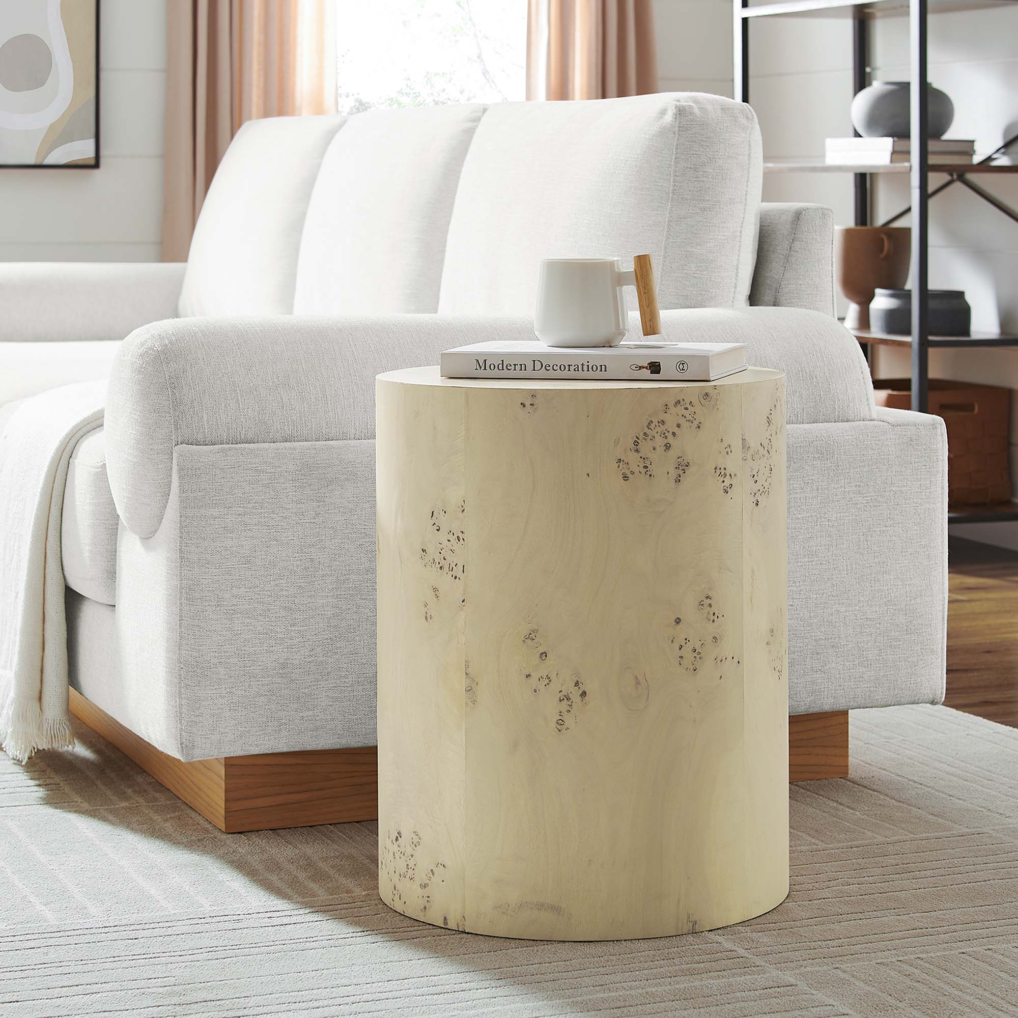 Modway Cosmos 16" Round Burl Wood Side Table