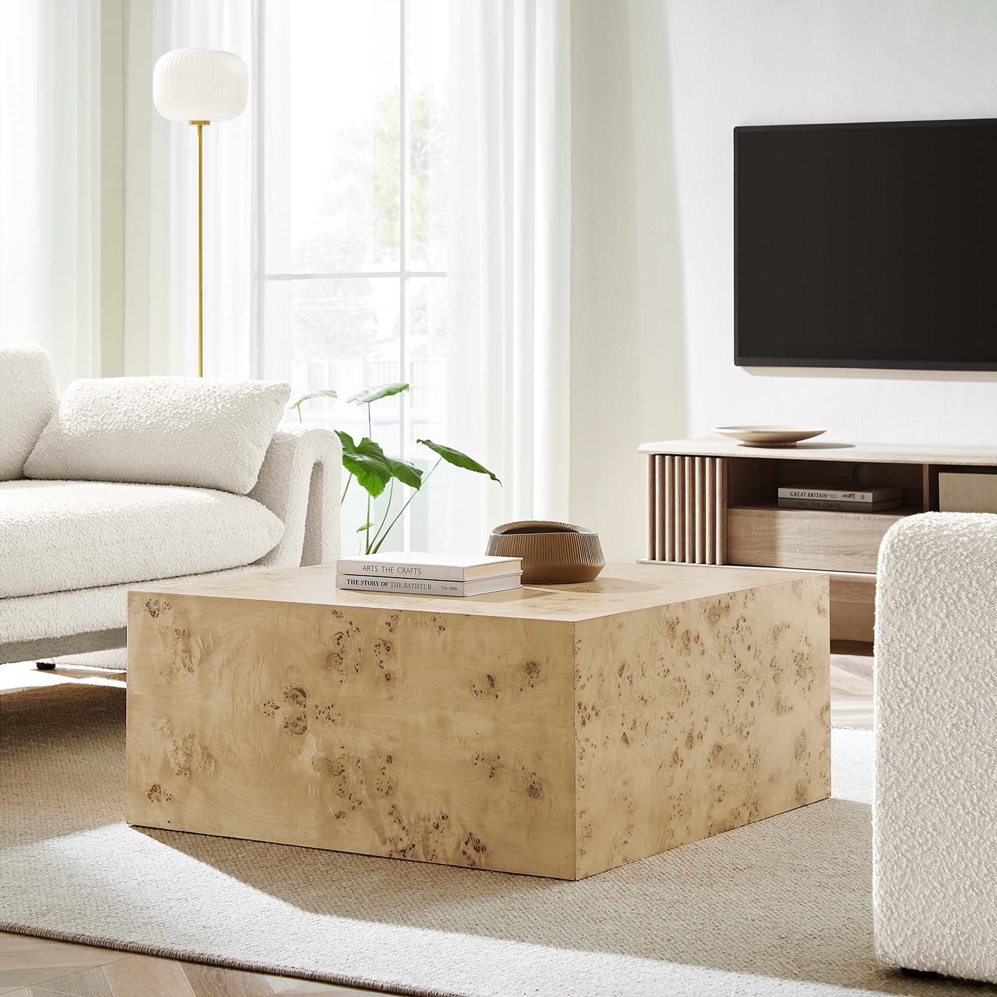 Modway Cosmos 36" Square Burl Wood Coffee Table