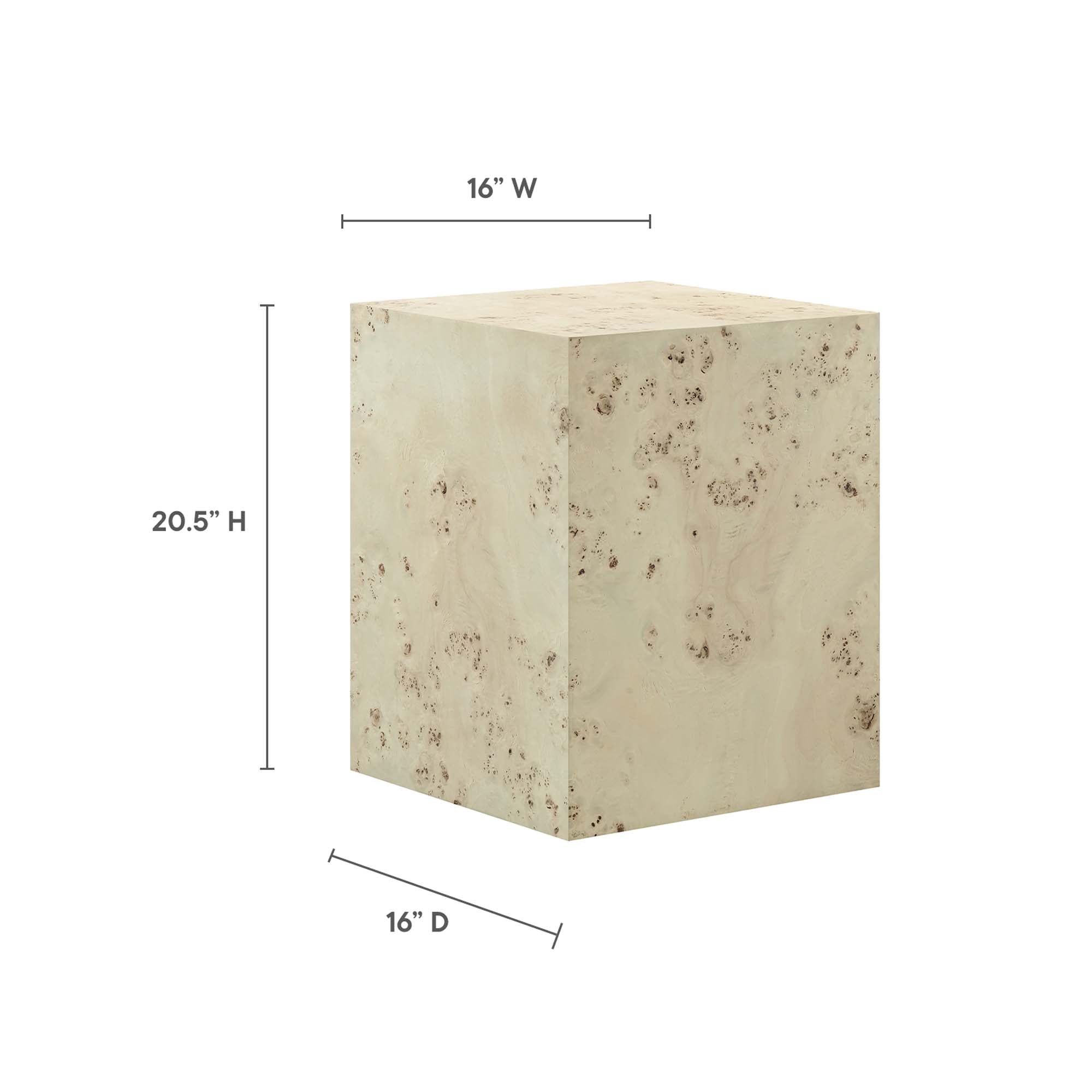Modway Cosmos 16" Square Burl Wood Side Table
