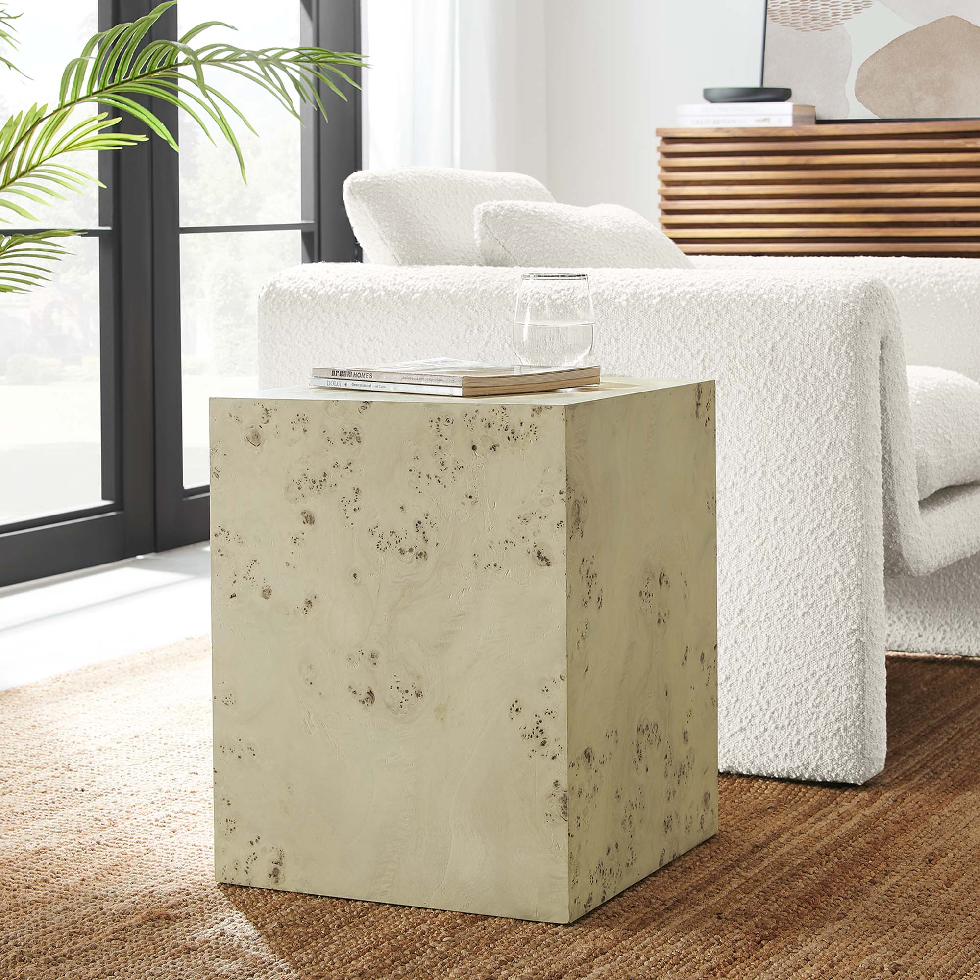 Modway Cosmos 16" Square Burl Wood Side Table
