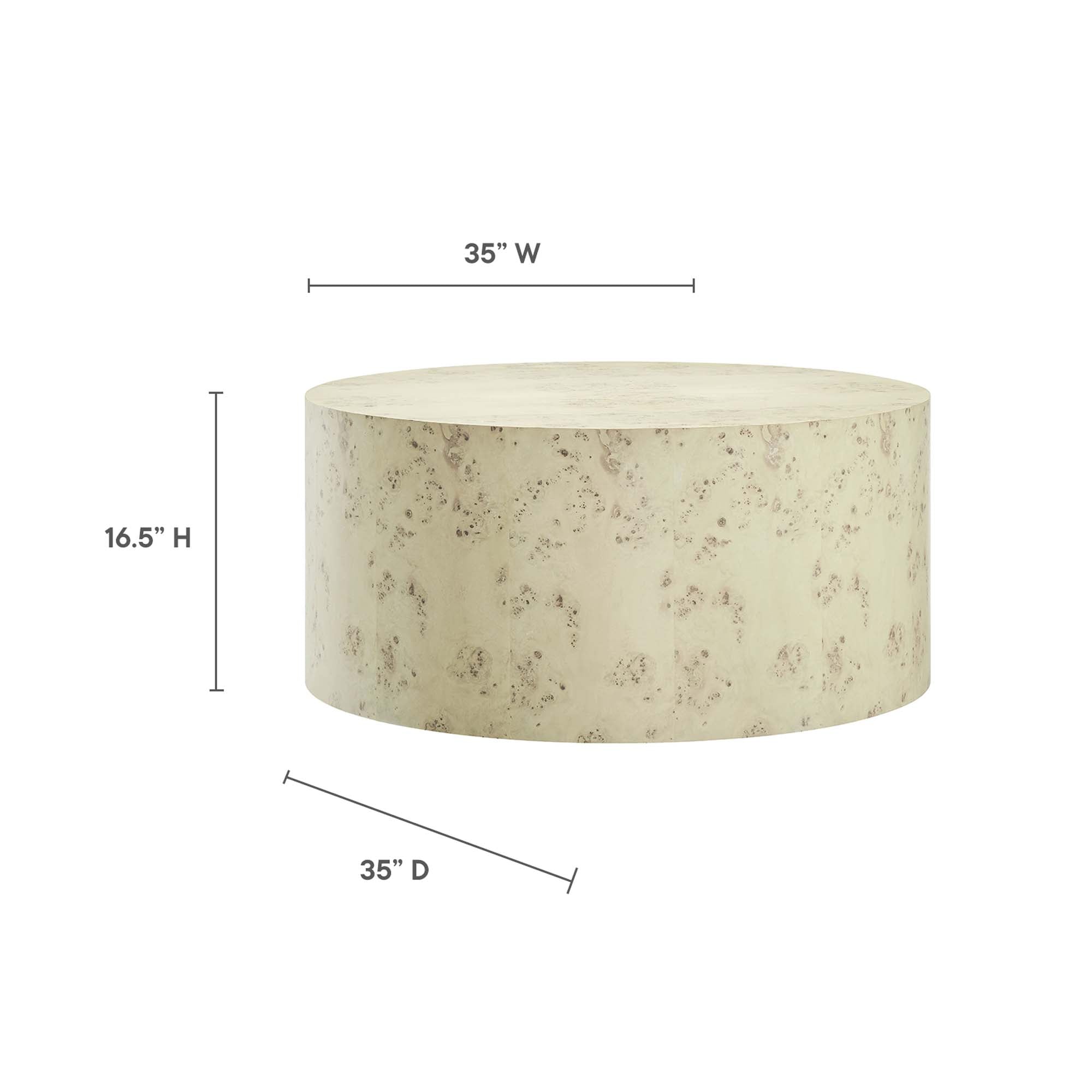 Modway Cosmos 35" Round Burl Wood Coffee Table