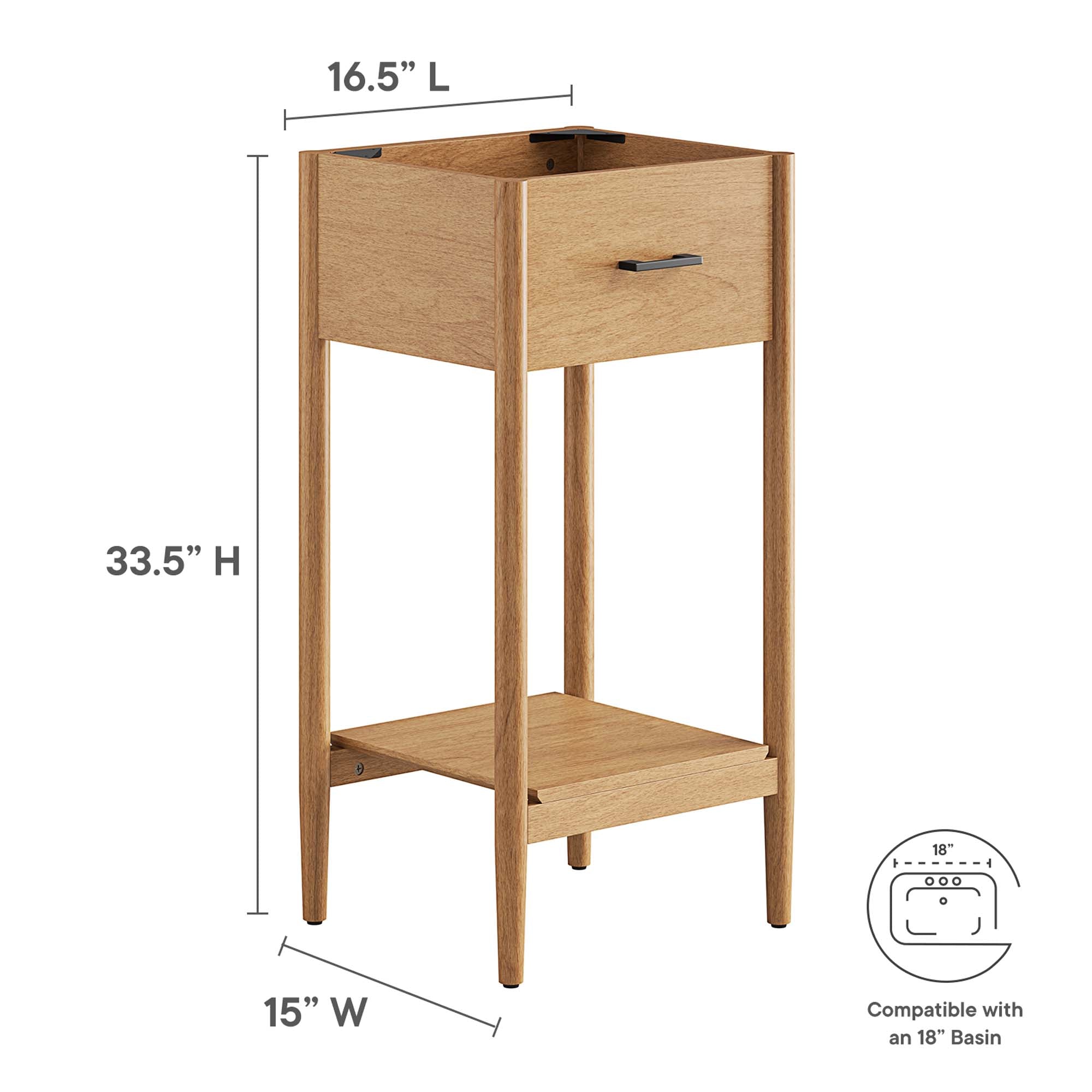 Modway Zaire 18" Bathroom Vanity Cabinet (Sink Basin Not Included)