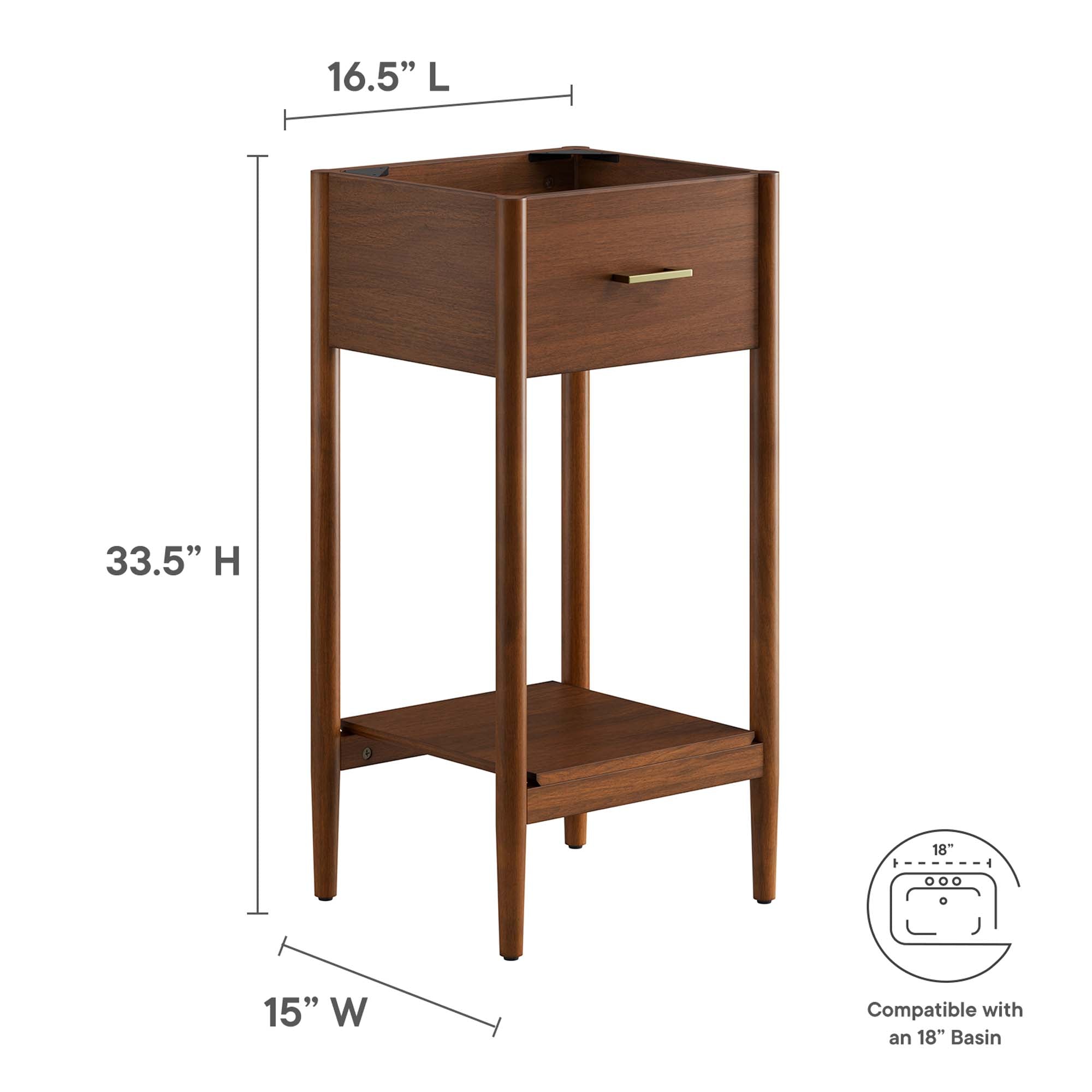 Modway Zaire 18" Bathroom Vanity Cabinet (Sink Basin Not Included)