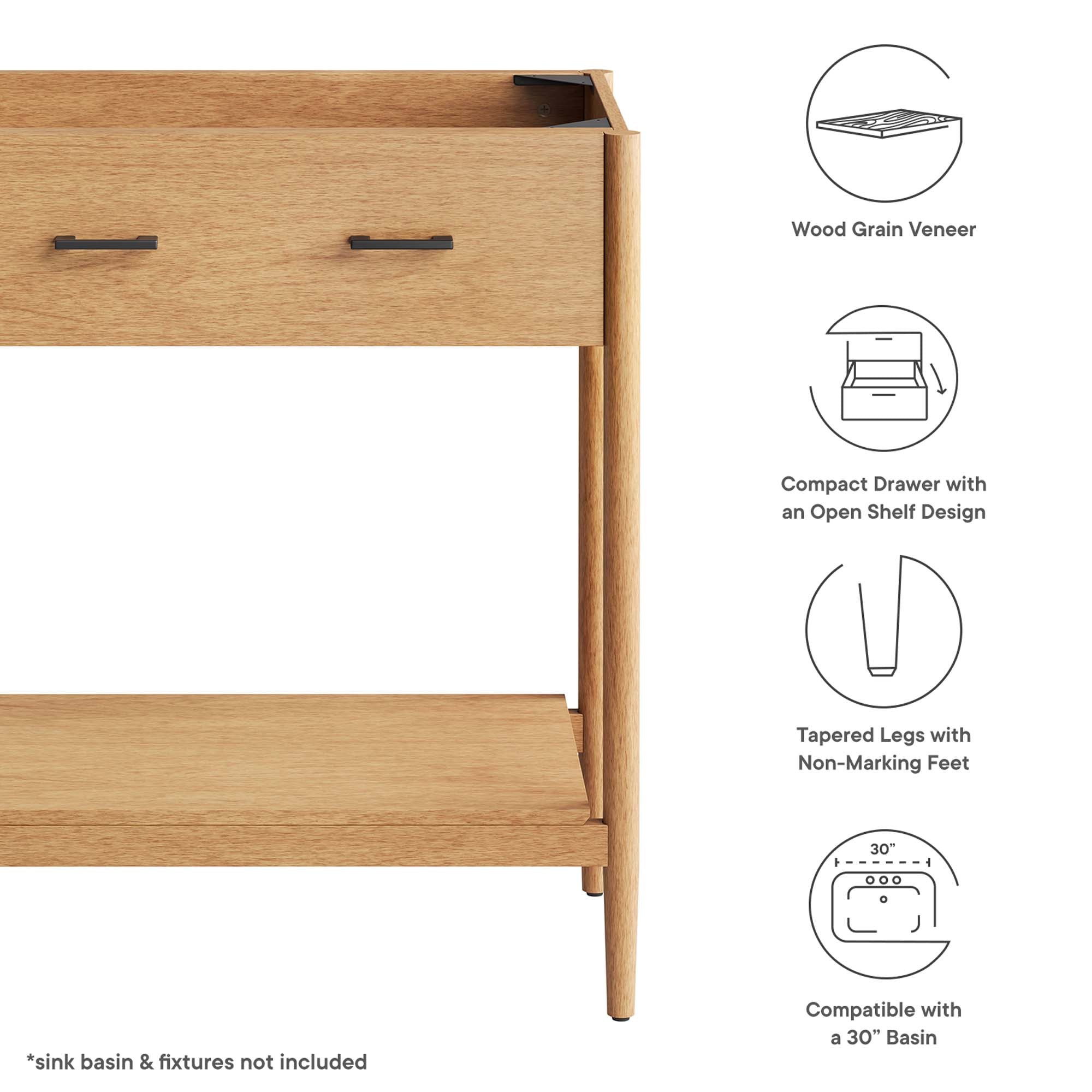 Modway Zaire 30" Bathroom Vanity Cabinet (Sink Basin Not Included)
