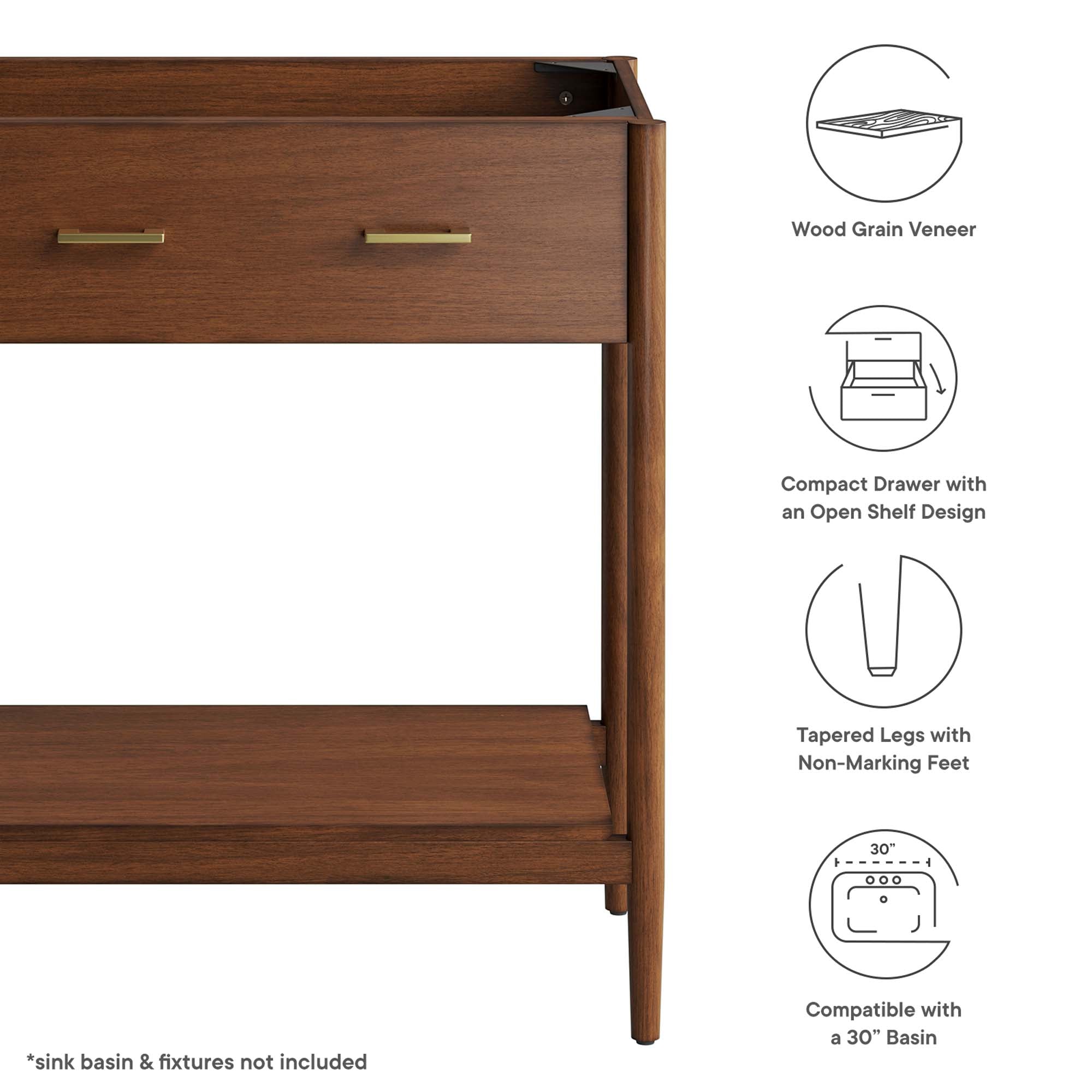 Modway Zaire 30" Bathroom Vanity Cabinet (Sink Basin Not Included)