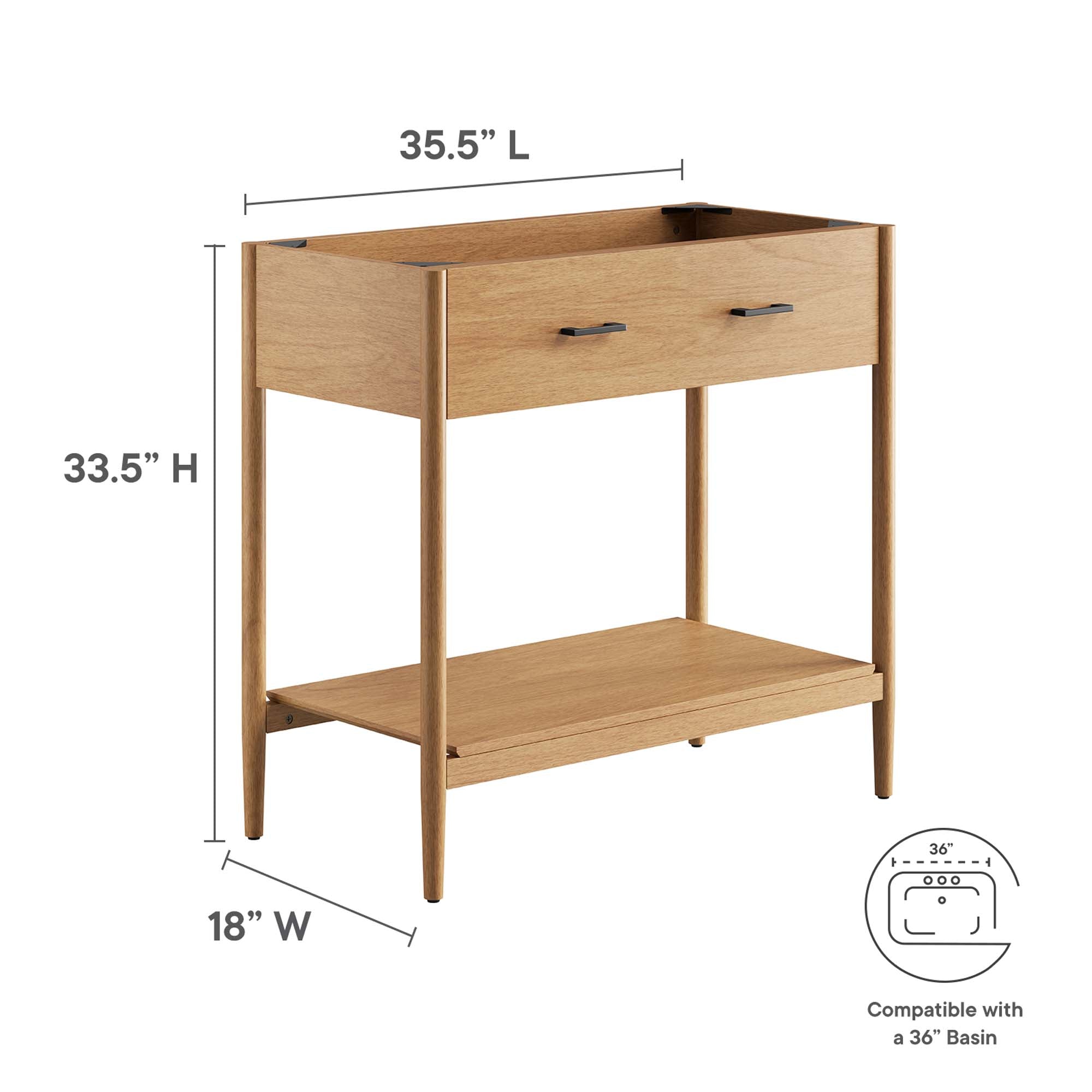 Modway Zaire 36" Bathroom Vanity Cabinet (Sink Basin Not Included)