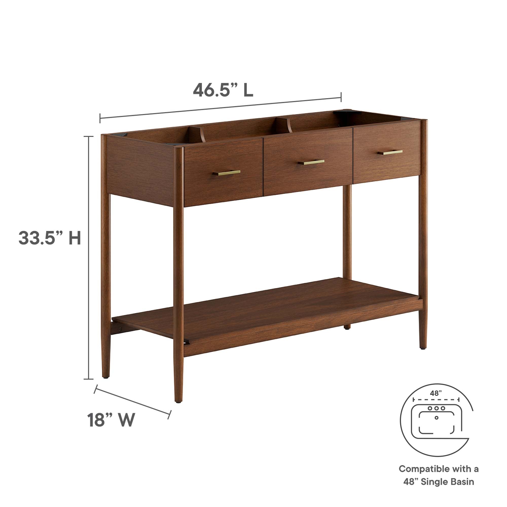 Modway Zaire 48” Single Sink Compatible Bathroom Vanity Cabinet (Sink Basin Not Included)