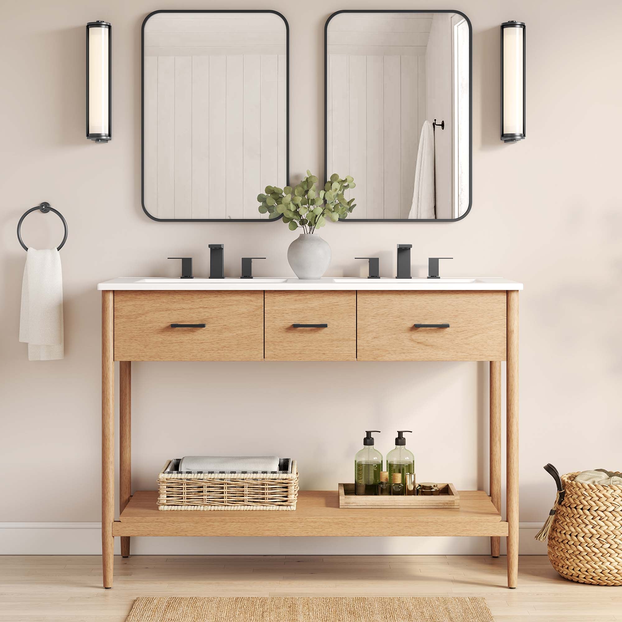 Modway Zaire 48” Double Sink Compatible Bathroom Vanity Cabinet (Sink Basin Not Included)