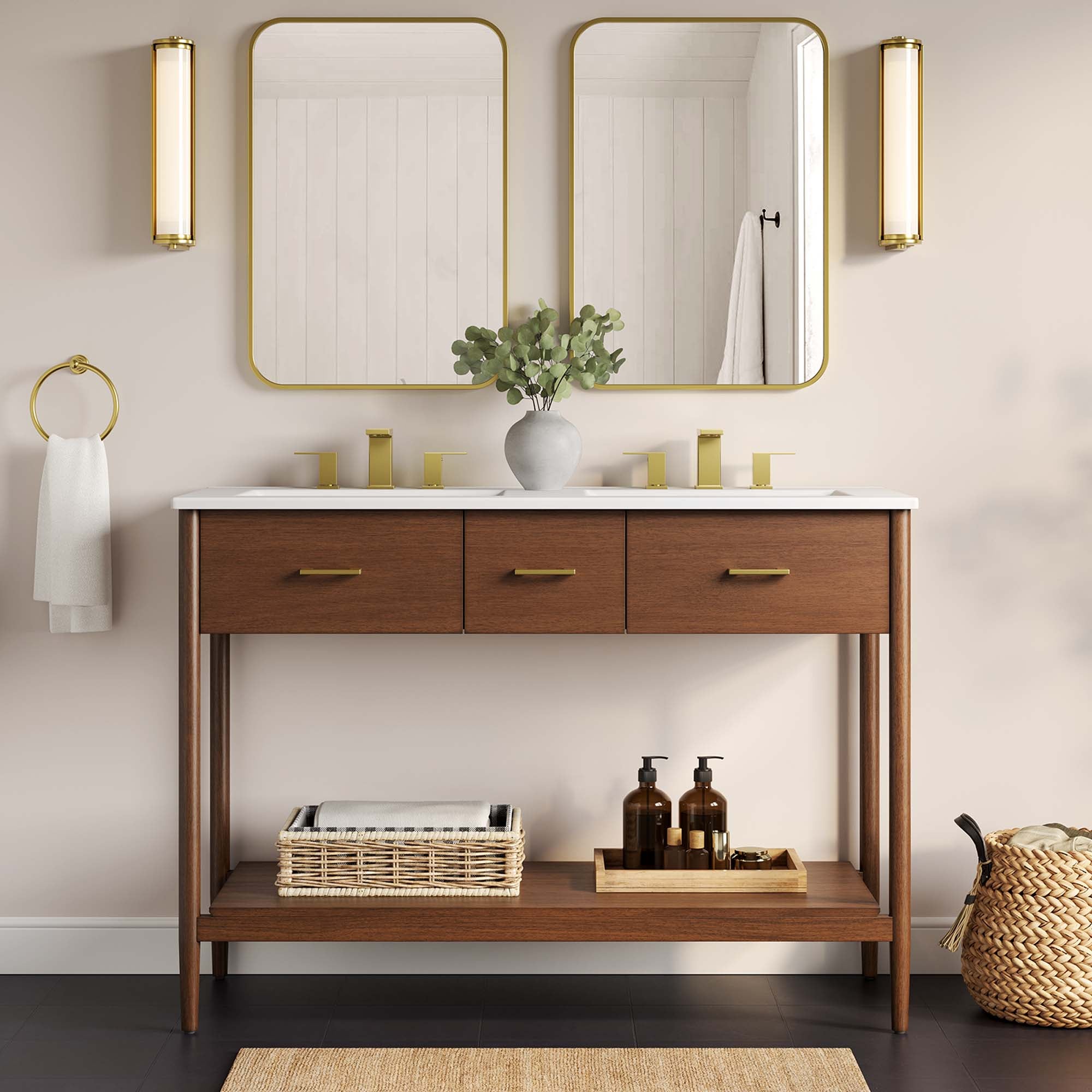 Modway Zaire 48” Double Sink Compatible Bathroom Vanity Cabinet (Sink Basin Not Included)