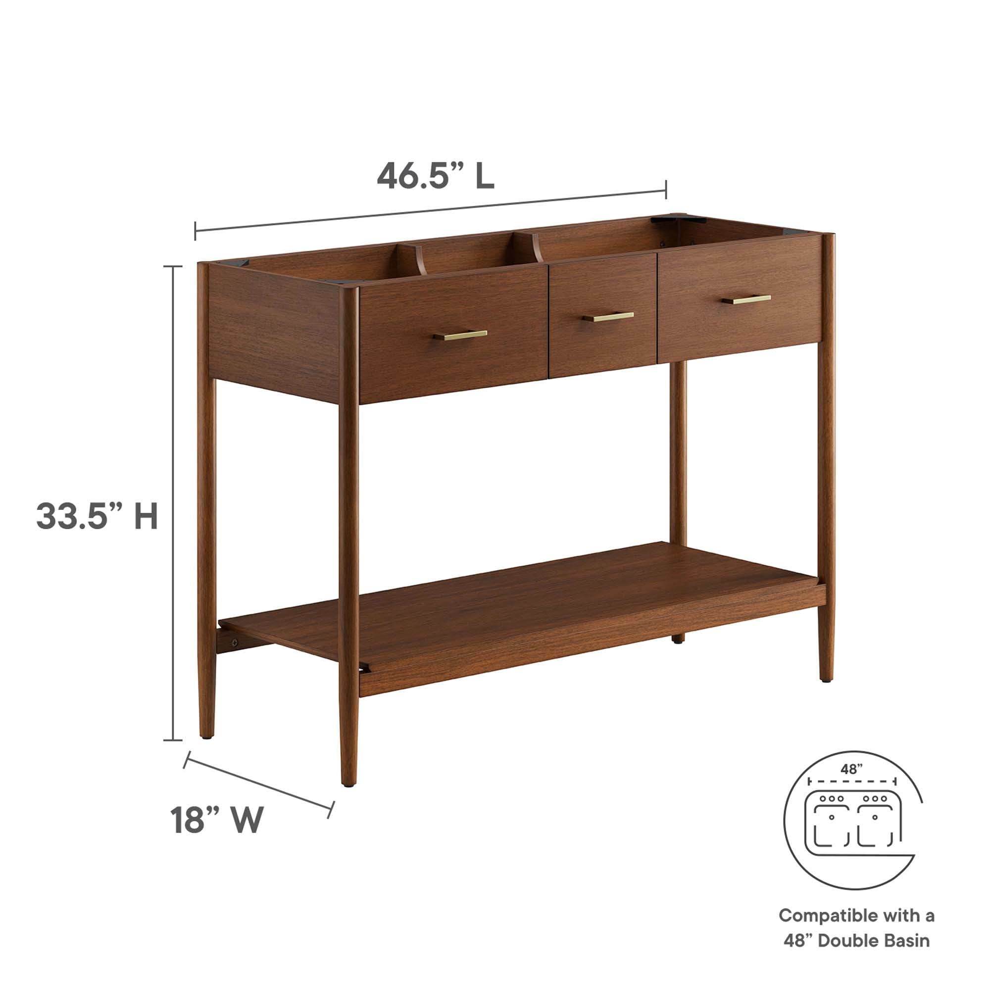 Modway Zaire 48” Double Sink Compatible Bathroom Vanity Cabinet (Sink Basin Not Included)