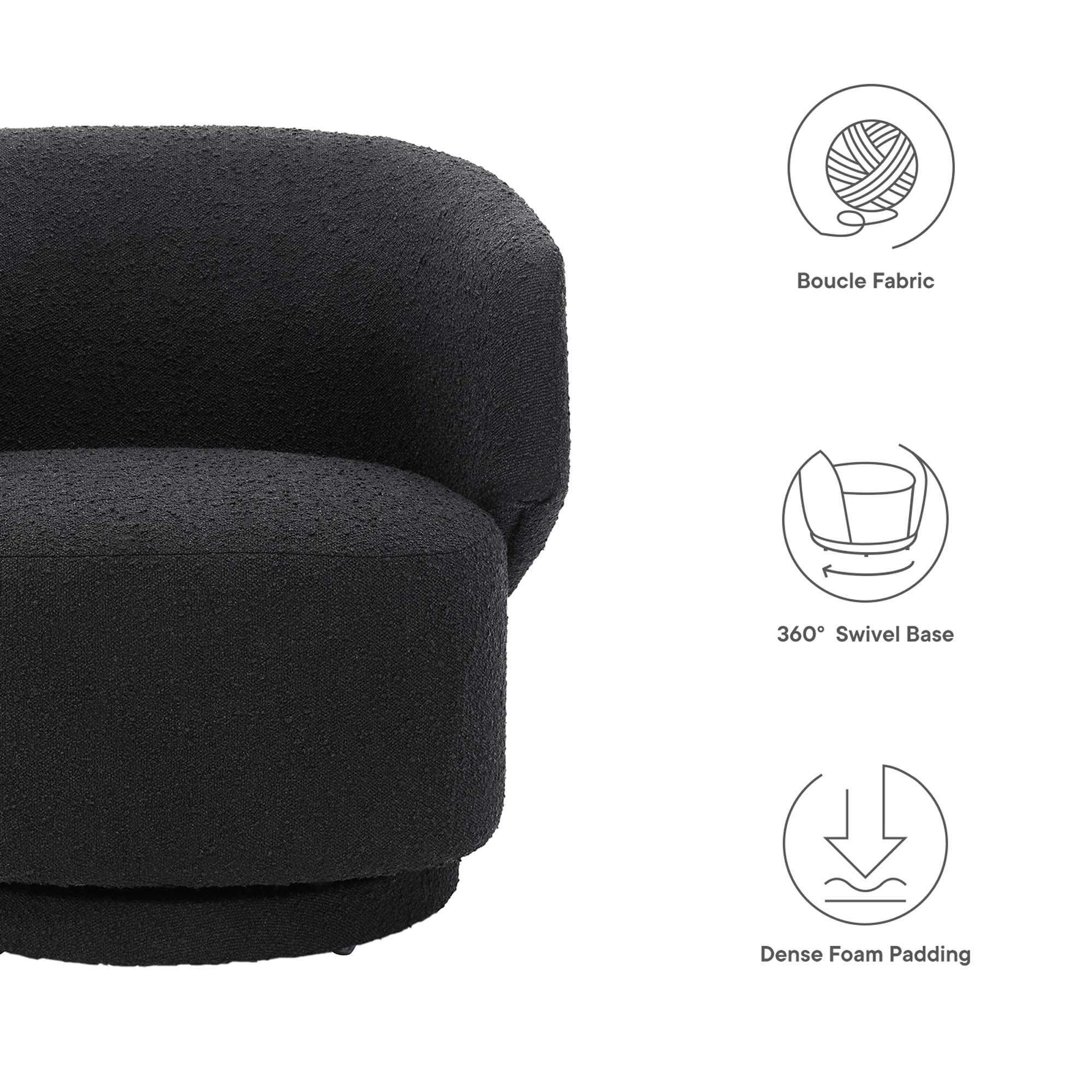Modway Celestia Boucle Fabric Swivel Chair