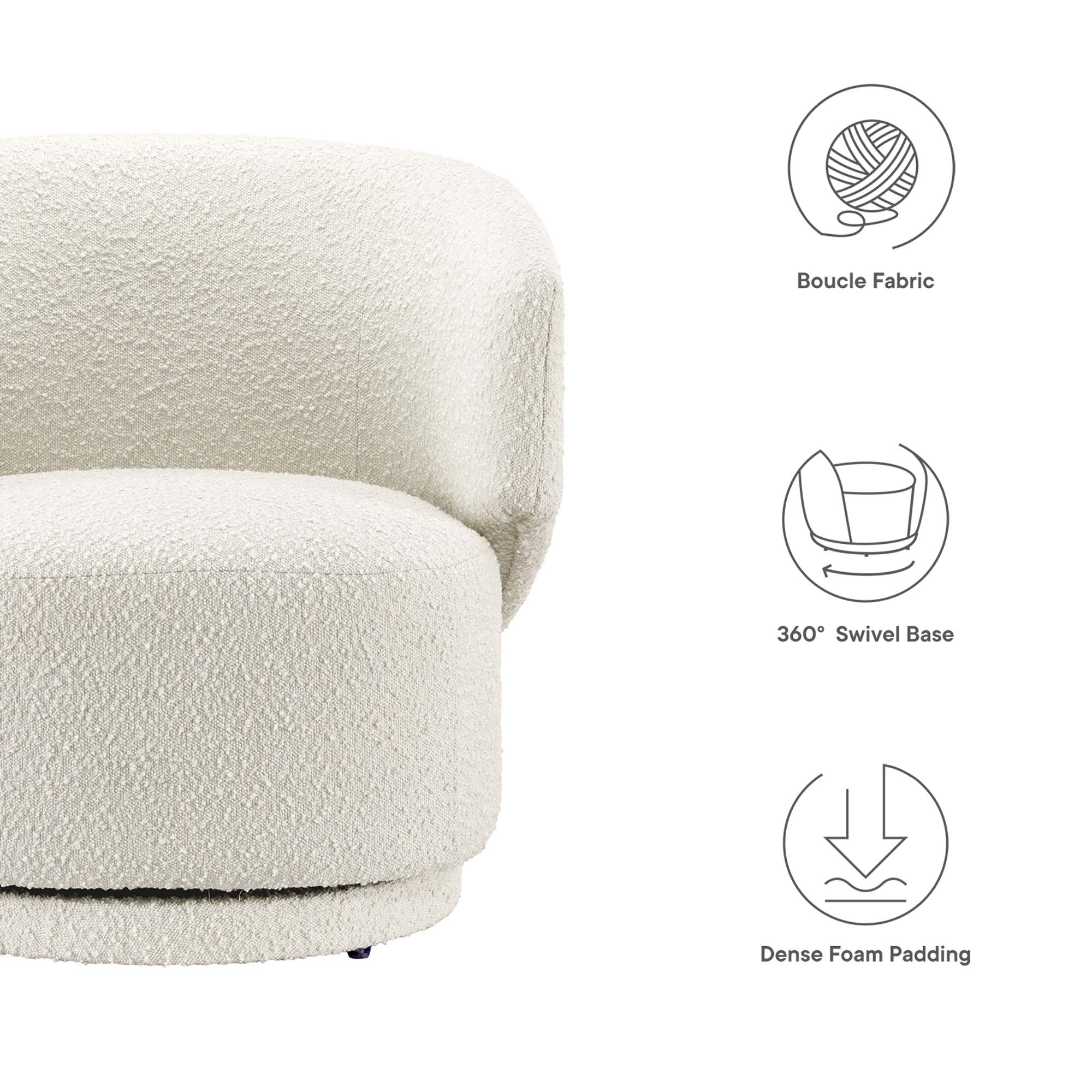Modway Celestia Boucle Fabric Swivel Chair