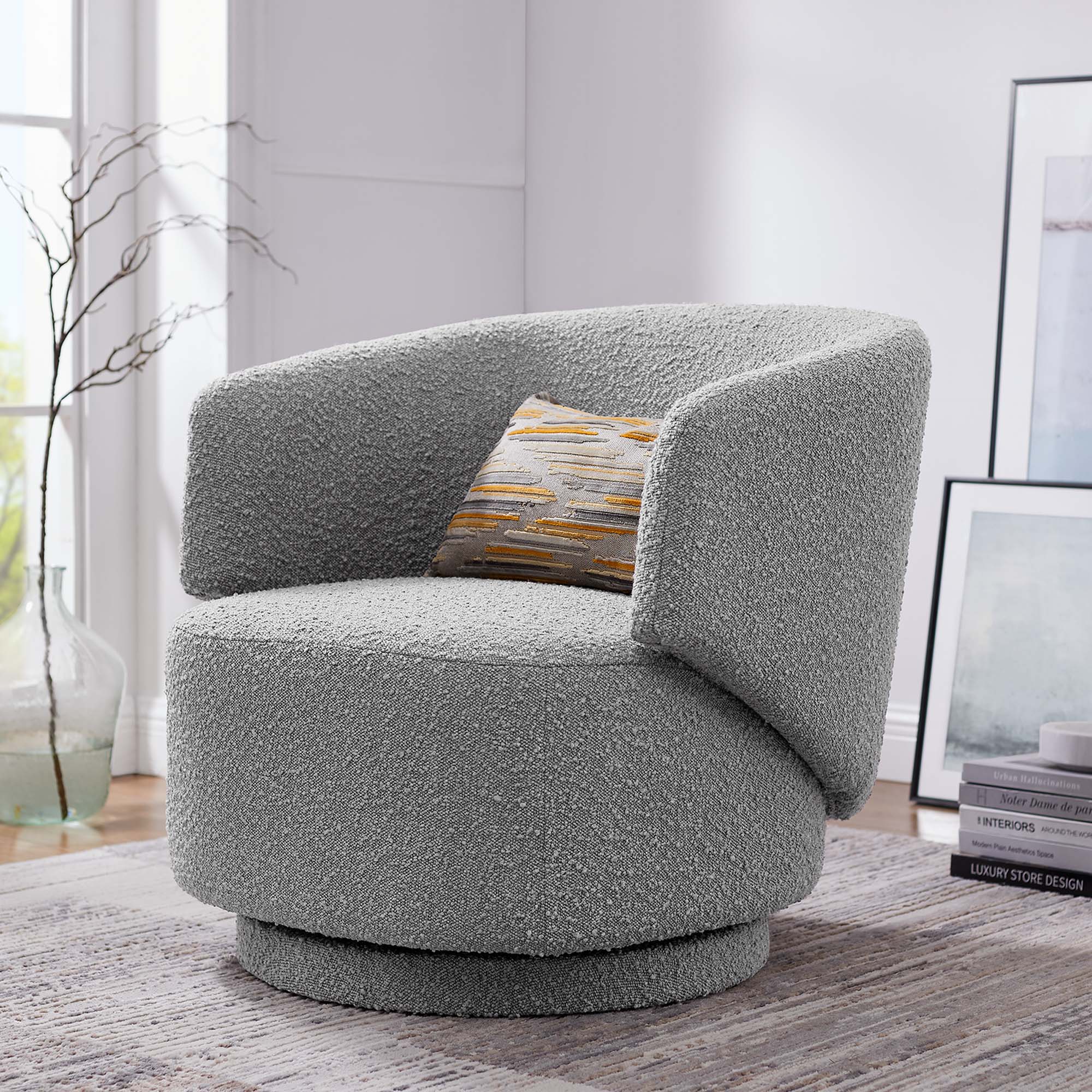 Modway Celestia Boucle Fabric Swivel Chair