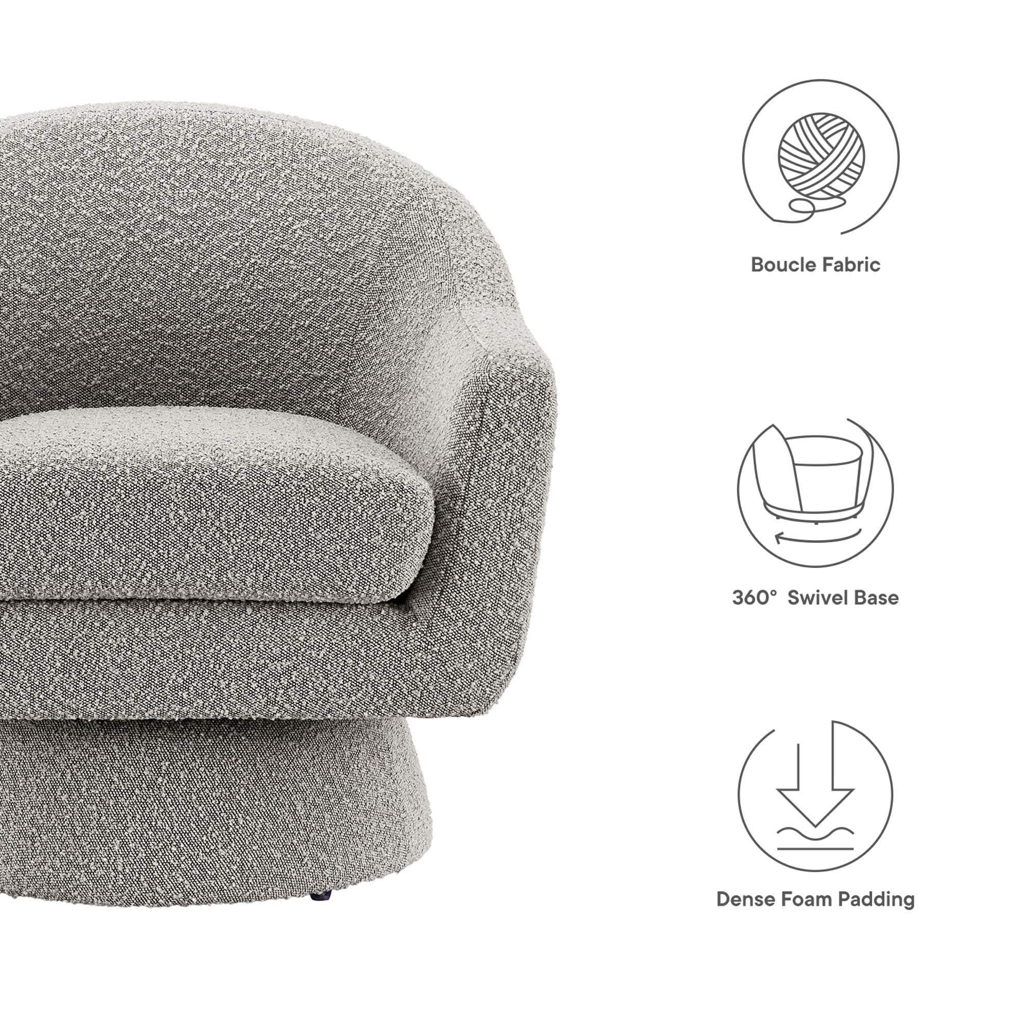 Modway Astral Boucle Fabric Swivel Chair