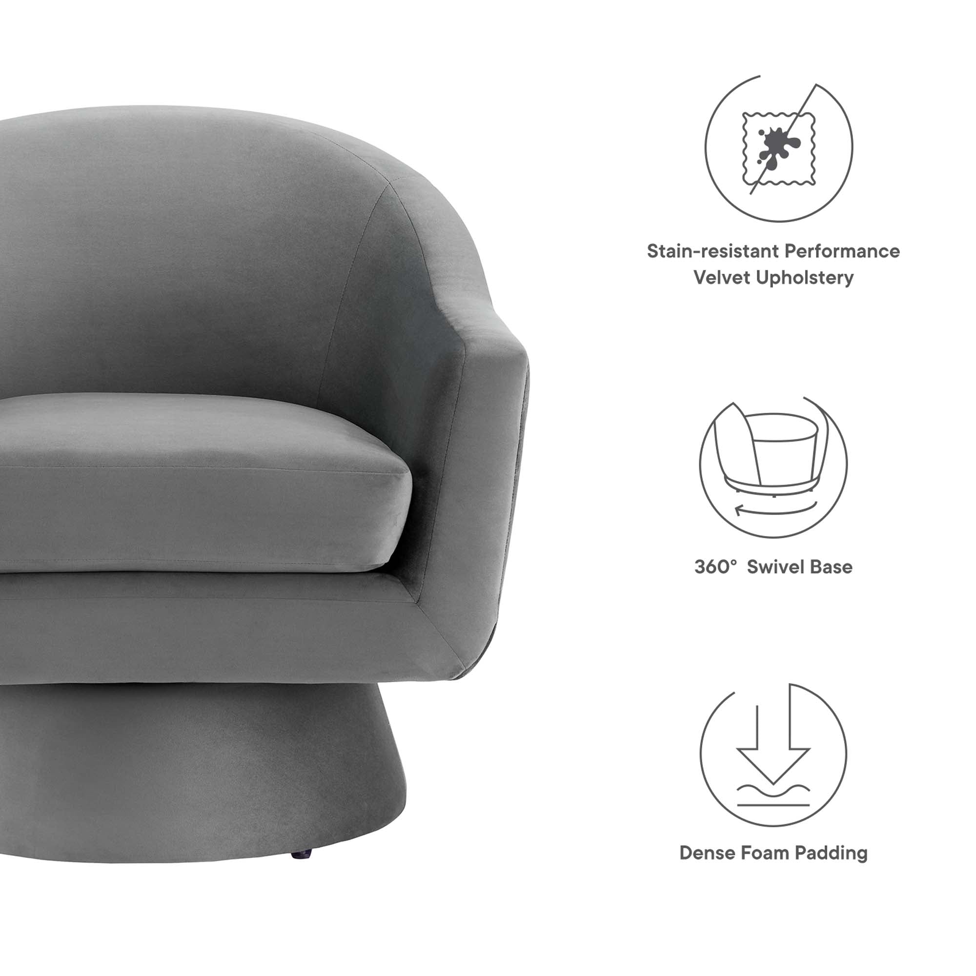 Modway Astral Performance Velvet Fabric and Wood Swivel Chair