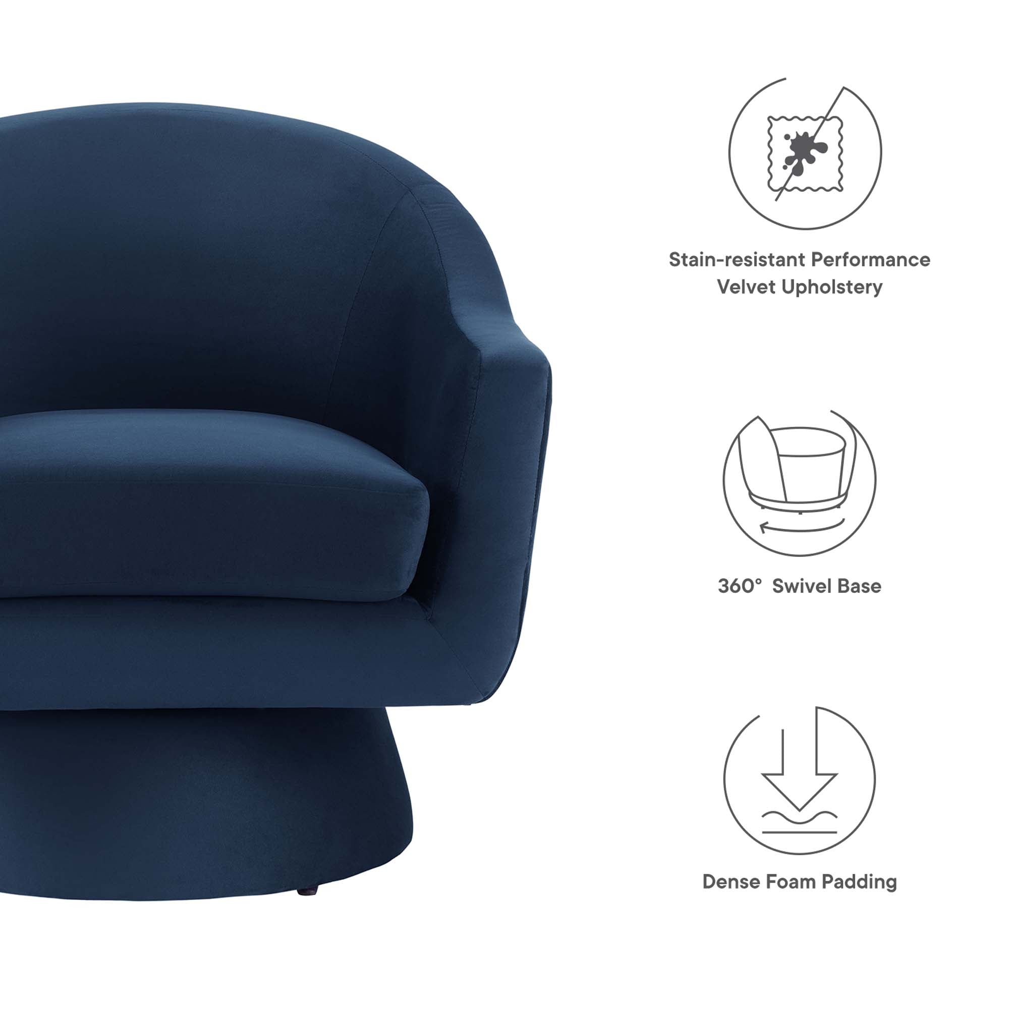 Modway Astral Performance Velvet Fabric and Wood Swivel Chair