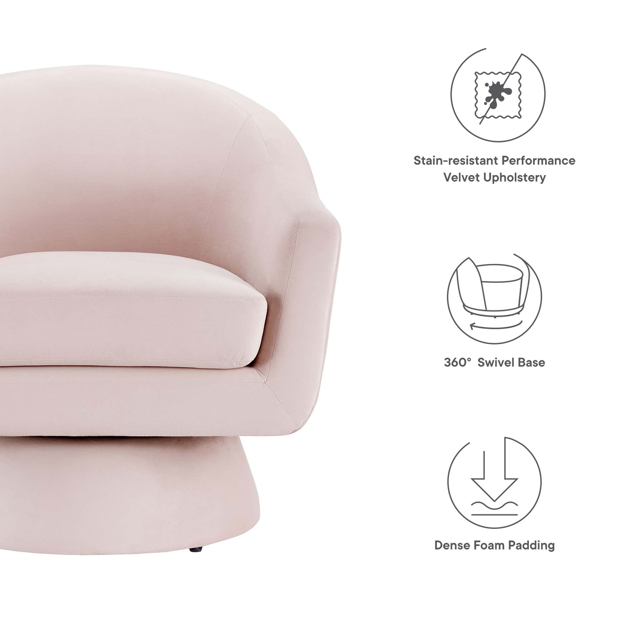 Modway Astral Performance Velvet Fabric and Wood Swivel Chair
