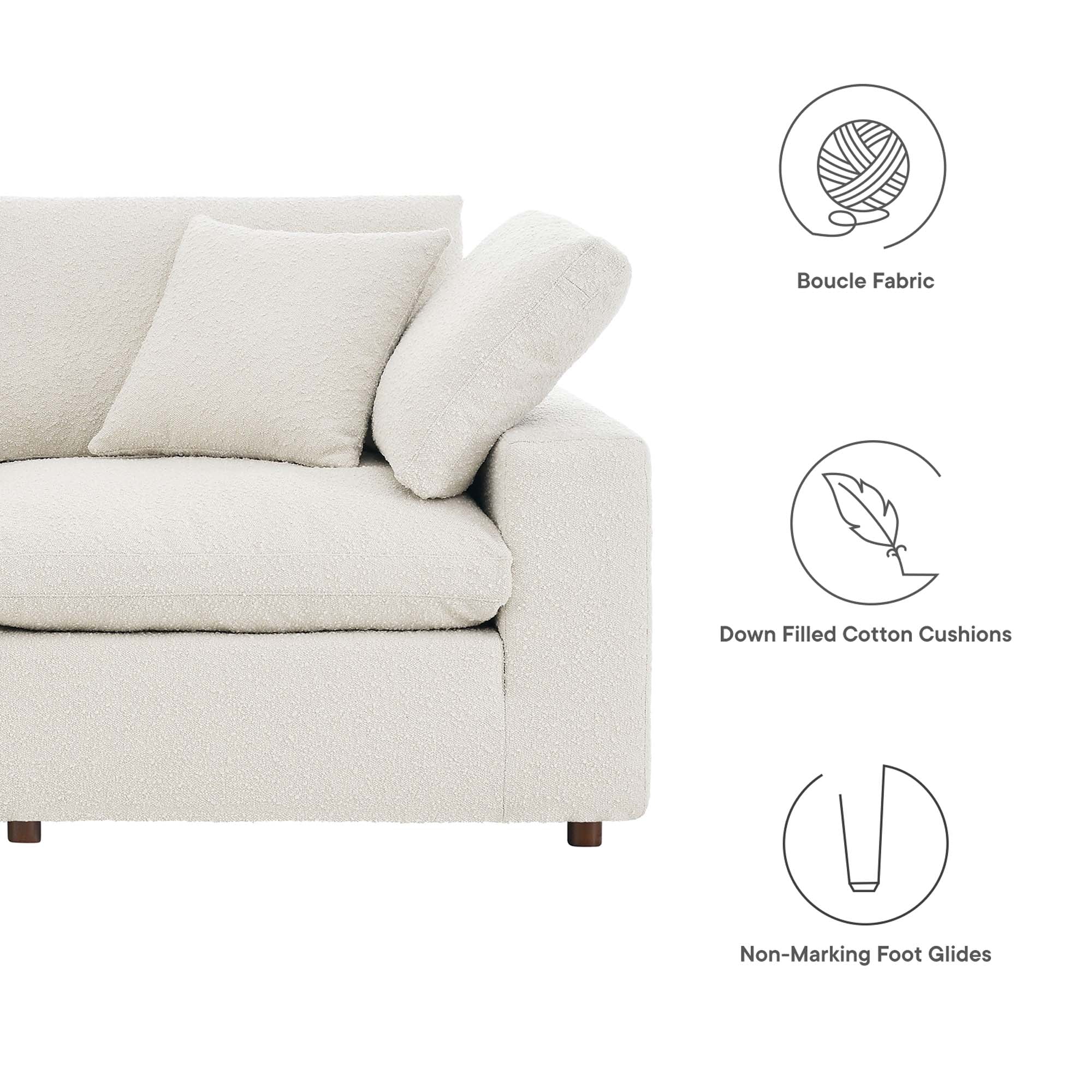 Modway Commix Down Filled Overstuffed Boucle Fabric 3-Seater Sofa