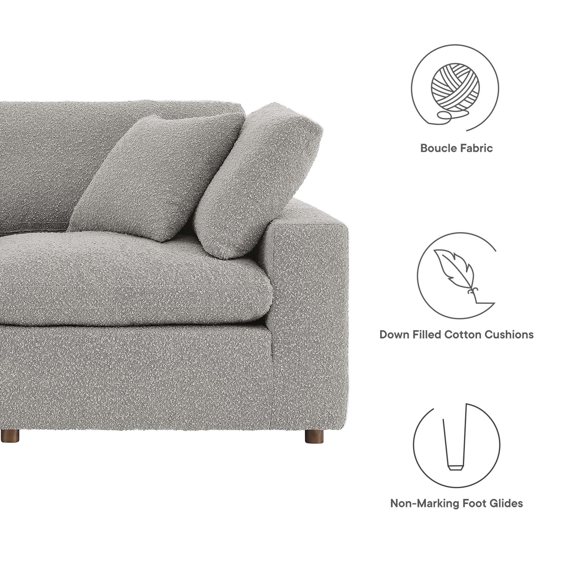 Modway Commix Down Filled Overstuffed Boucle Fabric 3-Seater Sofa