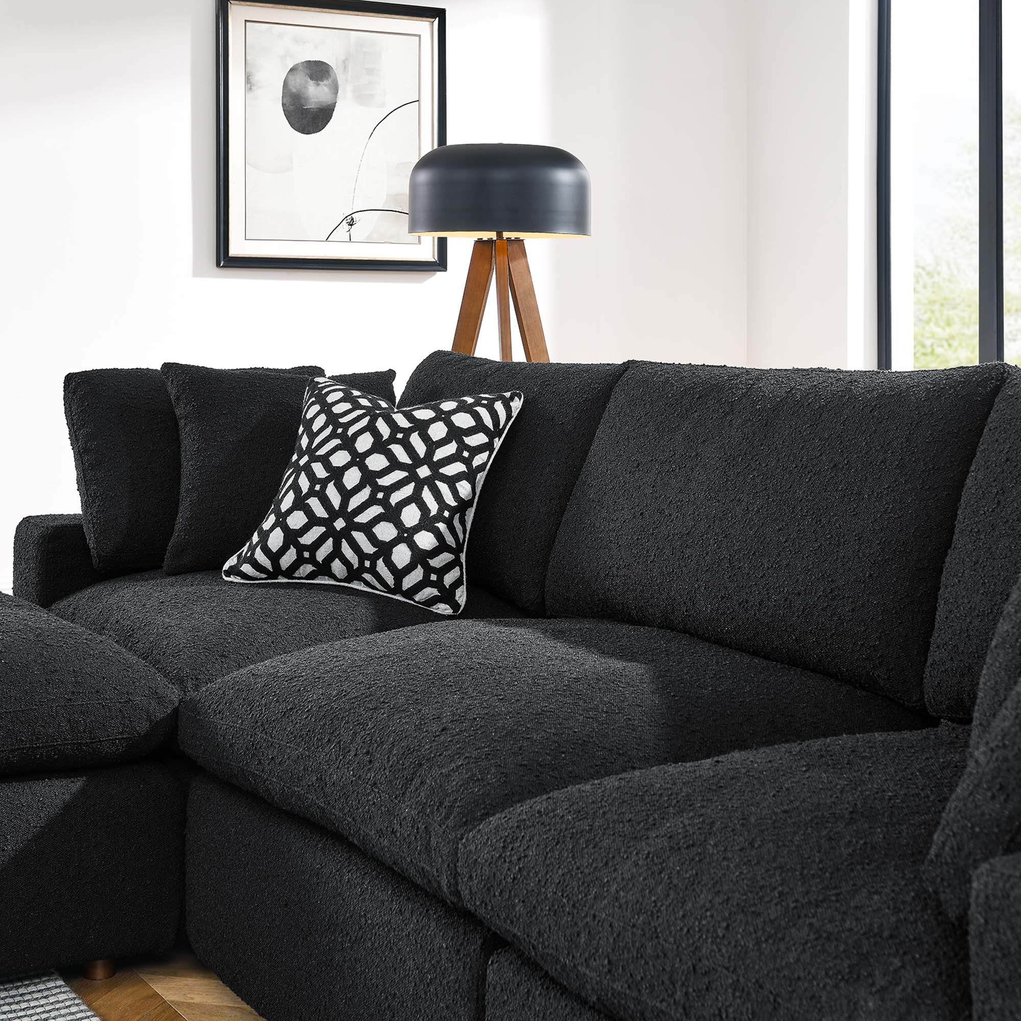 Modway Commix 4-Piece Down Filled Overstuffed Boucle Fabric Sectional Sofa