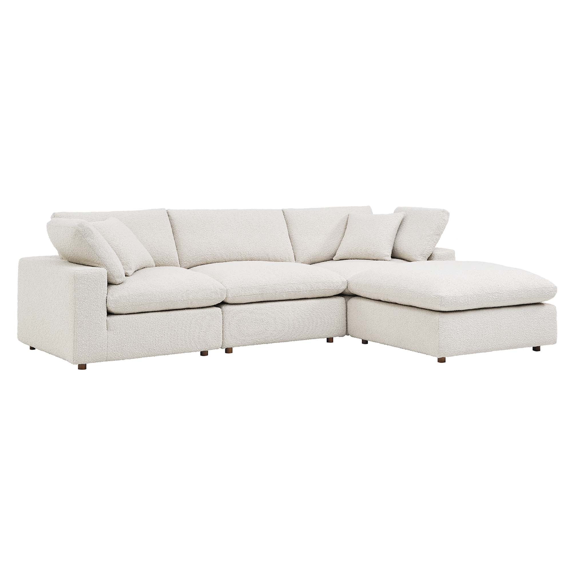 Modway Commix 4-Piece Down Filled Overstuffed Boucle Fabric Sectional Sofa