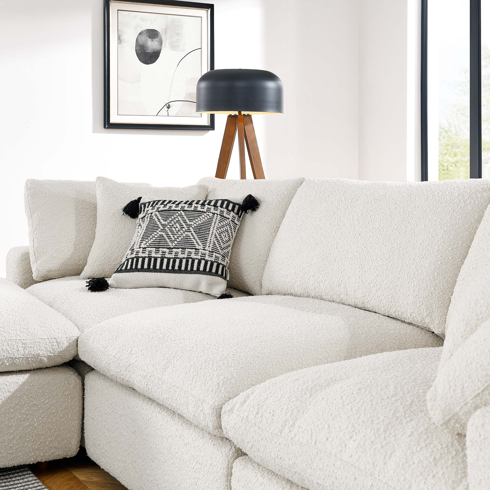 Modway Commix 4-Piece Down Filled Overstuffed Boucle Fabric Sectional Sofa