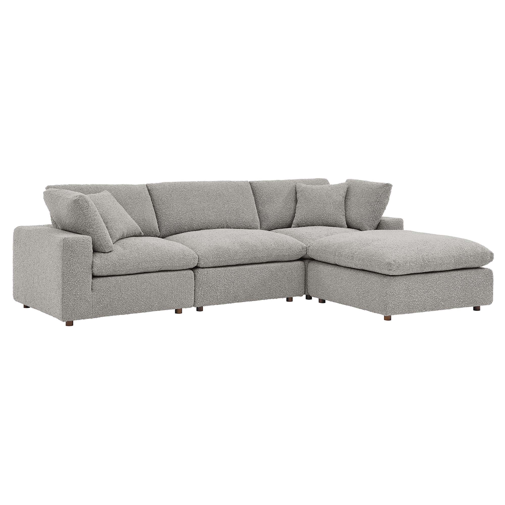 Modway Commix 4-Piece Down Filled Overstuffed Boucle Fabric Sectional Sofa