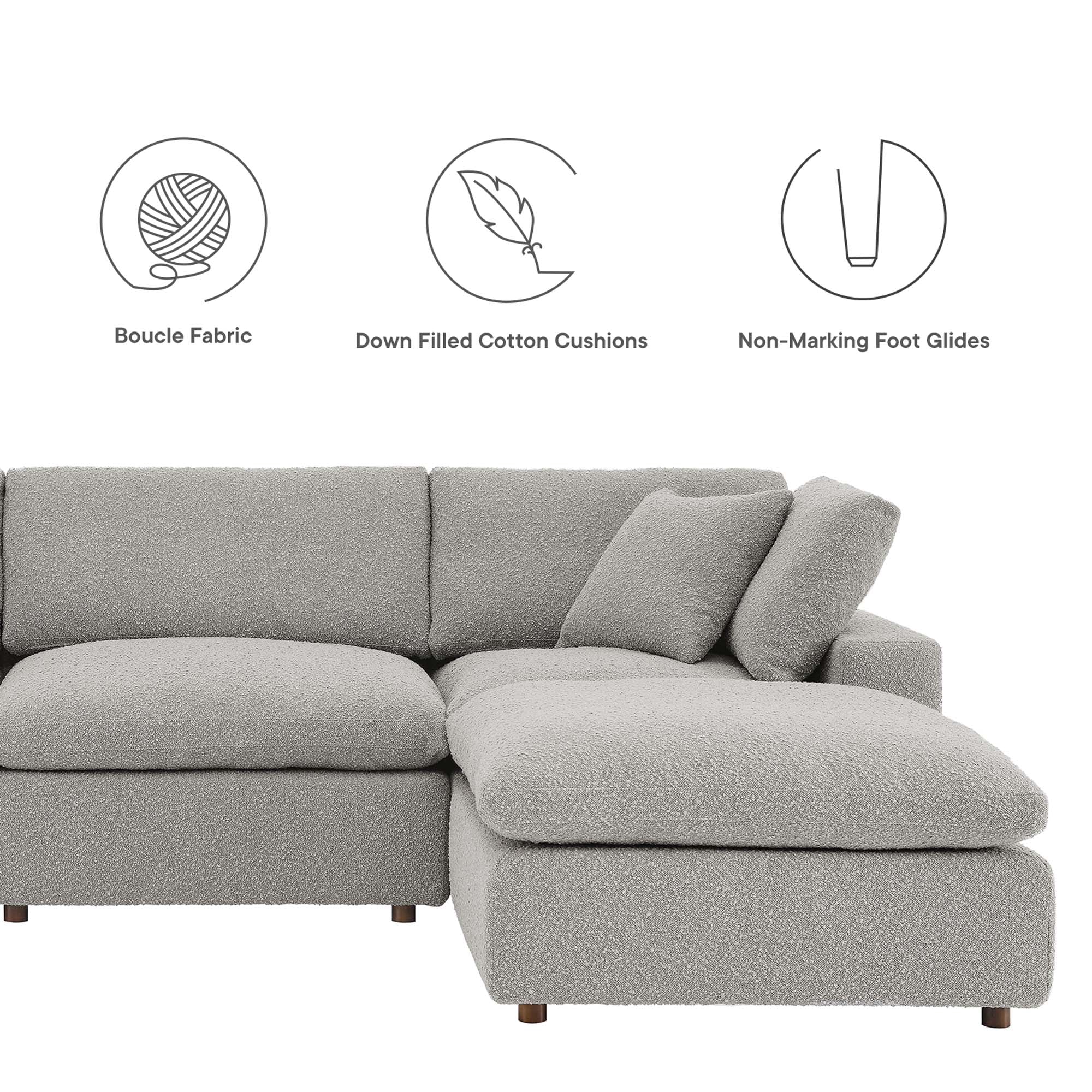 Modway Commix 4-Piece Down Filled Overstuffed Boucle Fabric Sectional Sofa