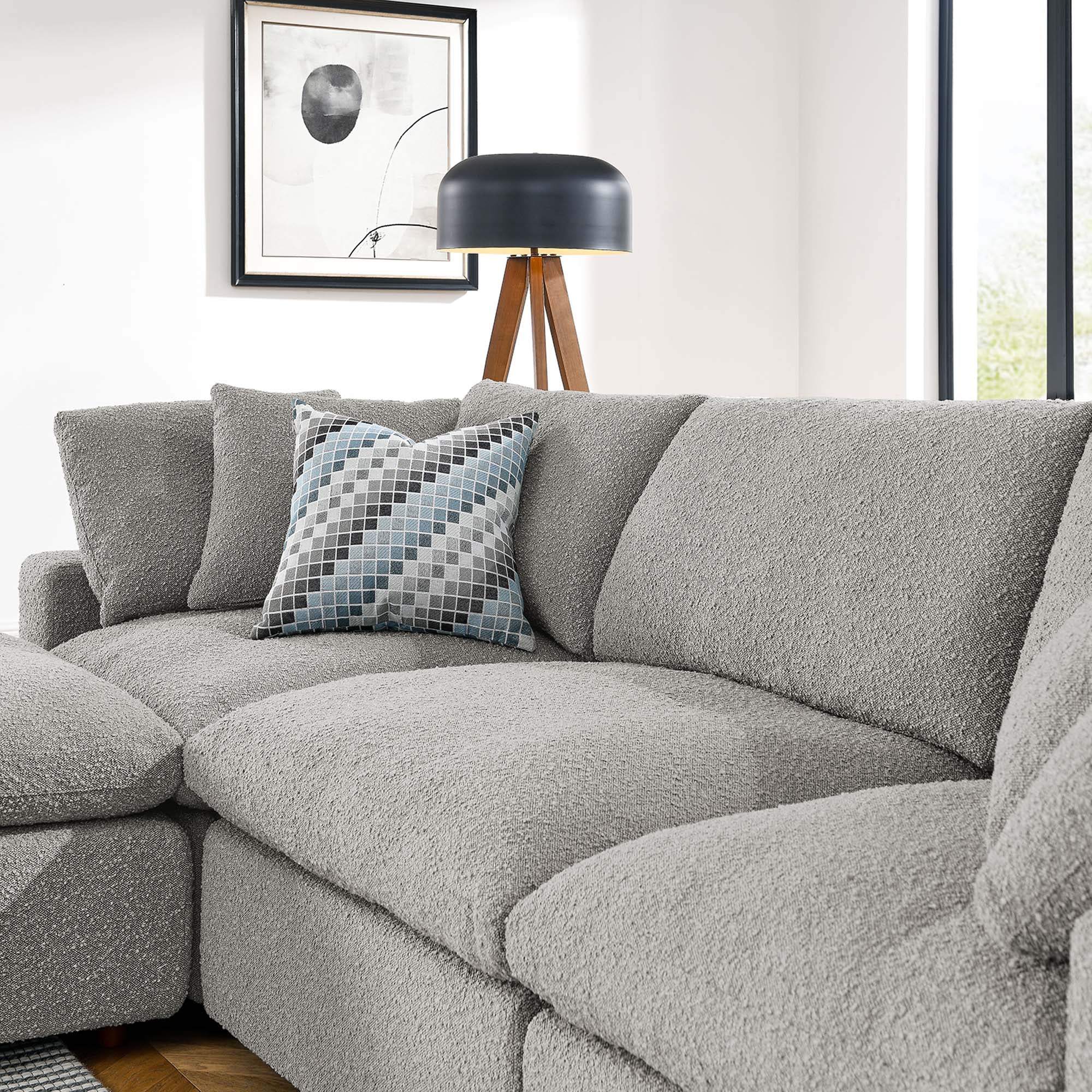 Modway Commix 4-Piece Down Filled Overstuffed Boucle Fabric Sectional Sofa