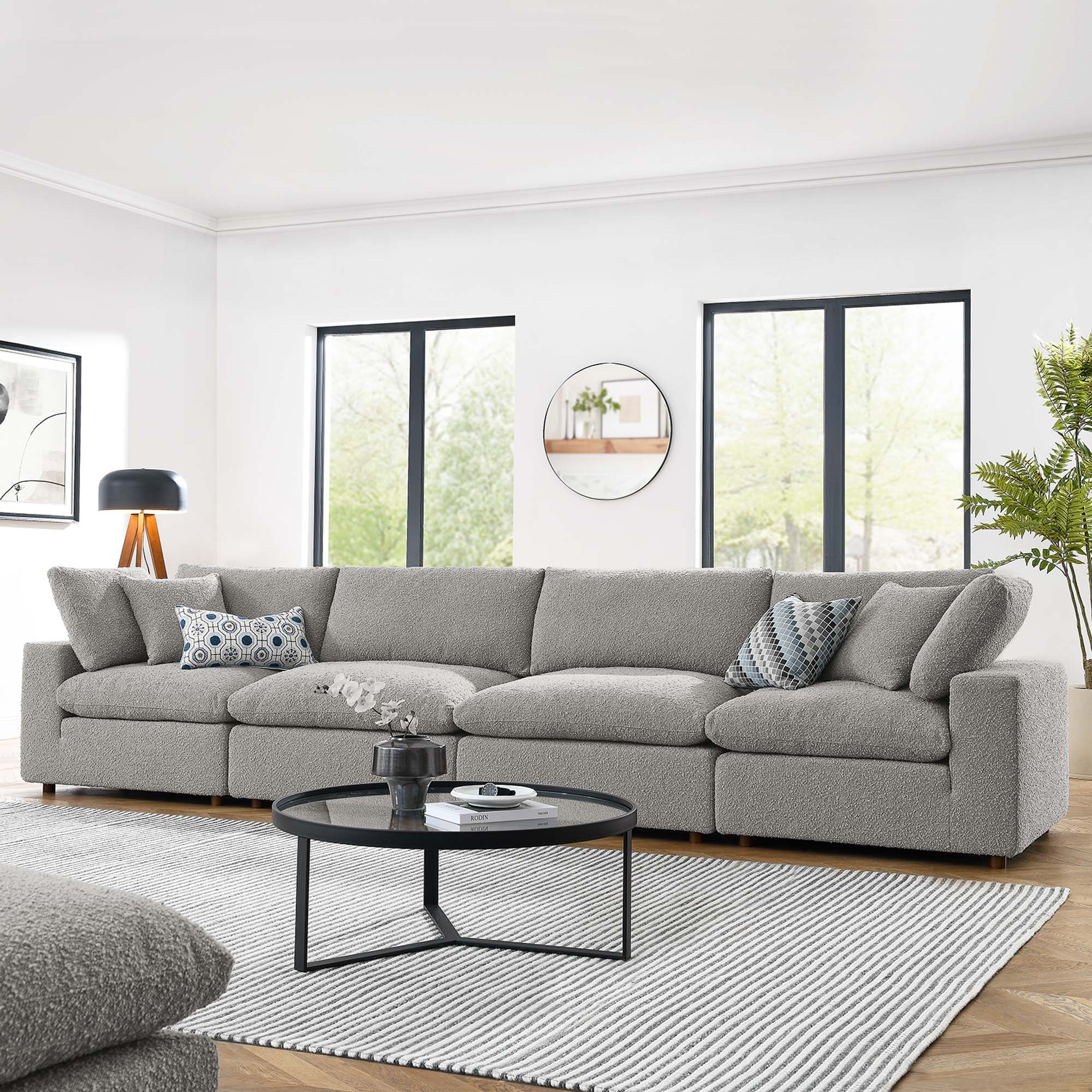 Modway Commix Down Filled Overstuffed Boucle Fabric 4-Seater Sofa