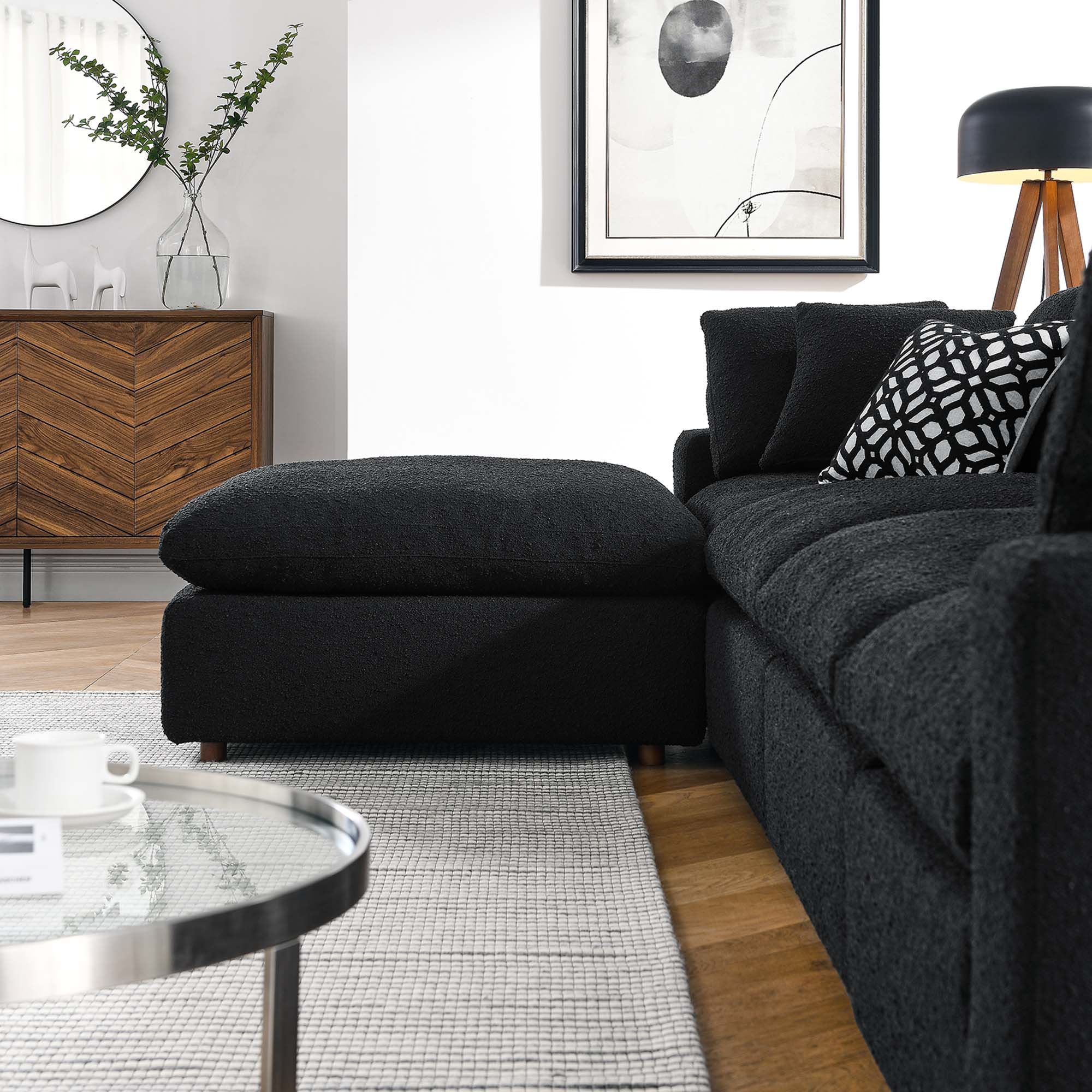 Modway Commix 5-Piece Down Filled Overstuffed Boucle Fabric Sectional Sofa